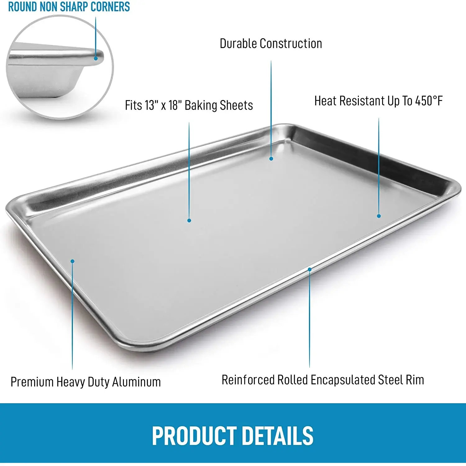 Aluminum Baking Pan - Half Sheet (13" X 18")