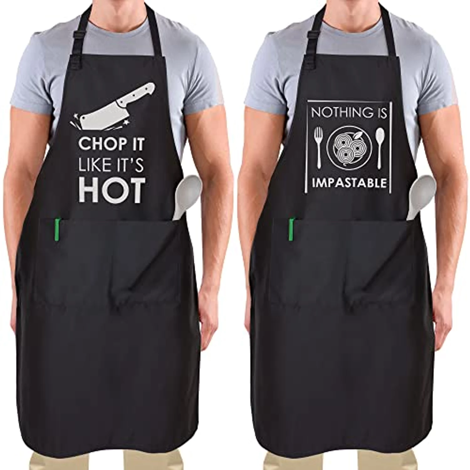 Funny Aprons For Men, Women And Couples (2 Pack)