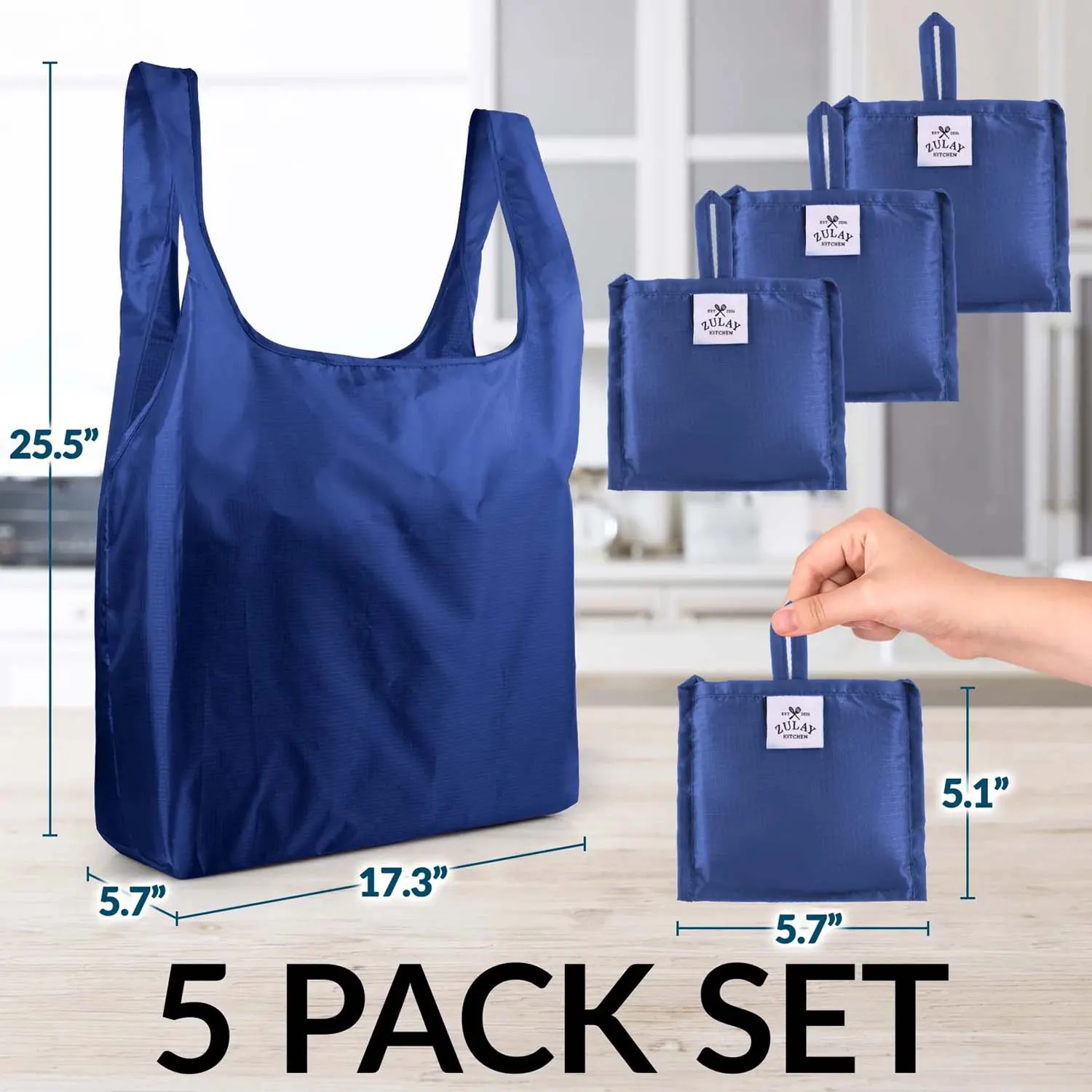 Reusable Grocery Bags - 5 Pack