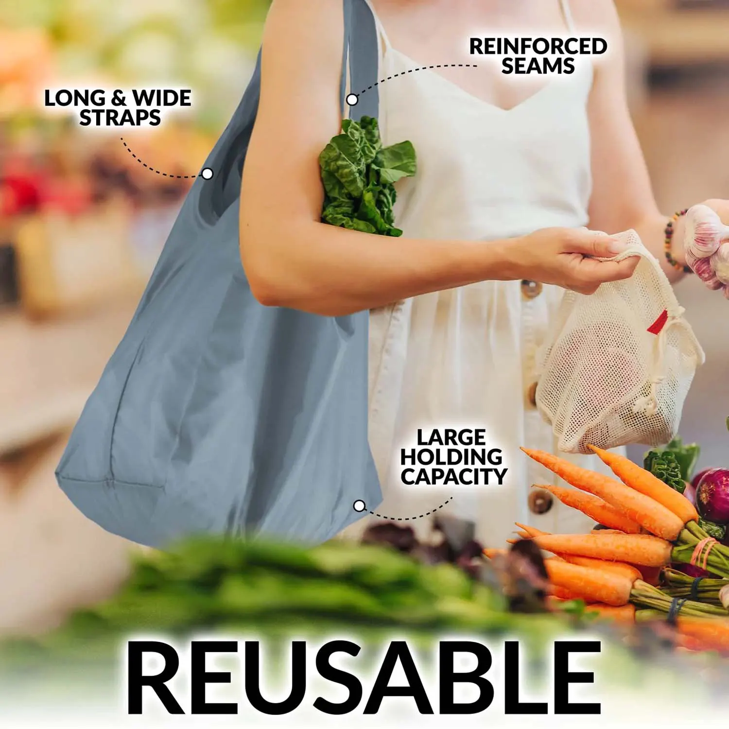 Reusable Grocery Bags - 5 Pack