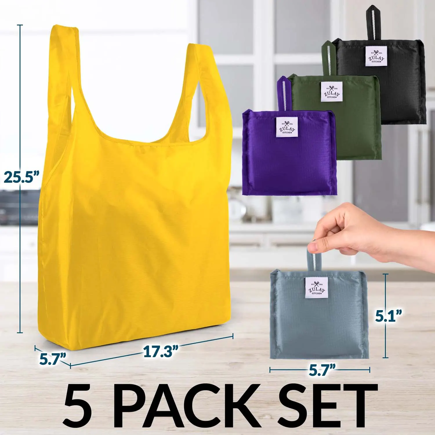 Reusable Grocery Bags - 5 Pack