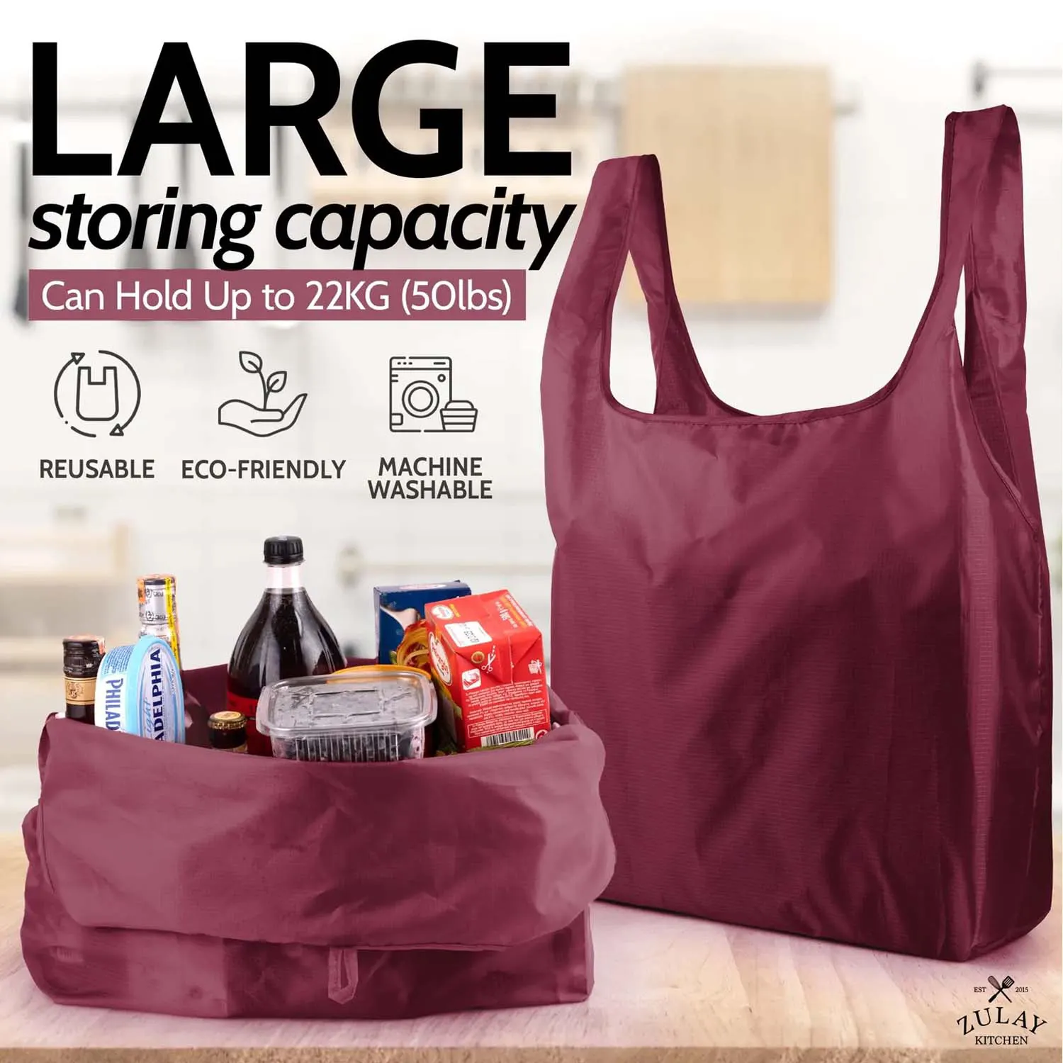 Reusable Grocery Bags - 5 Pack