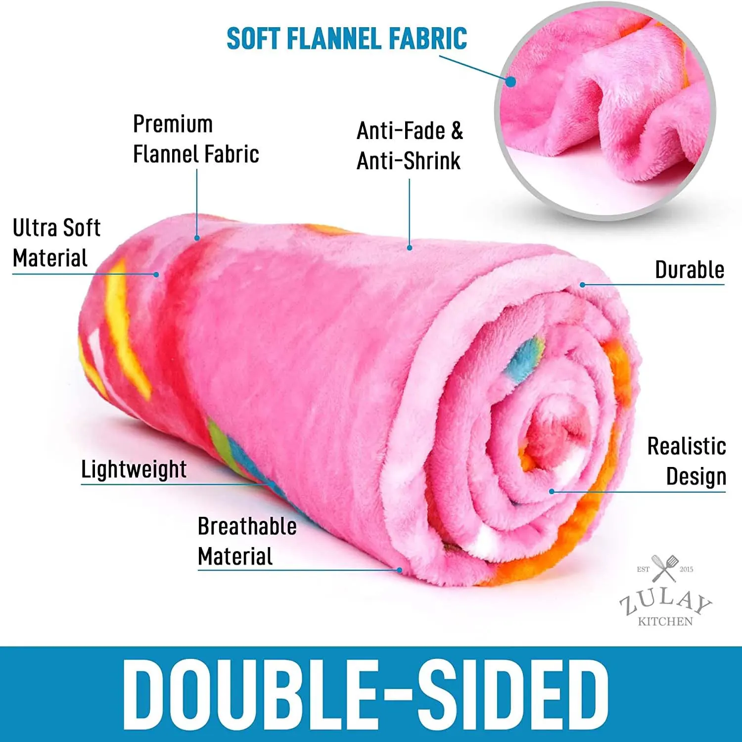 Novelty Premium Soft Flannel Glazed Donut Blanket