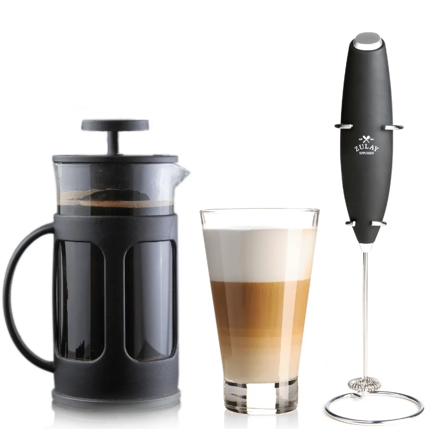 French Press Coffee Pot And Milk Frother Set