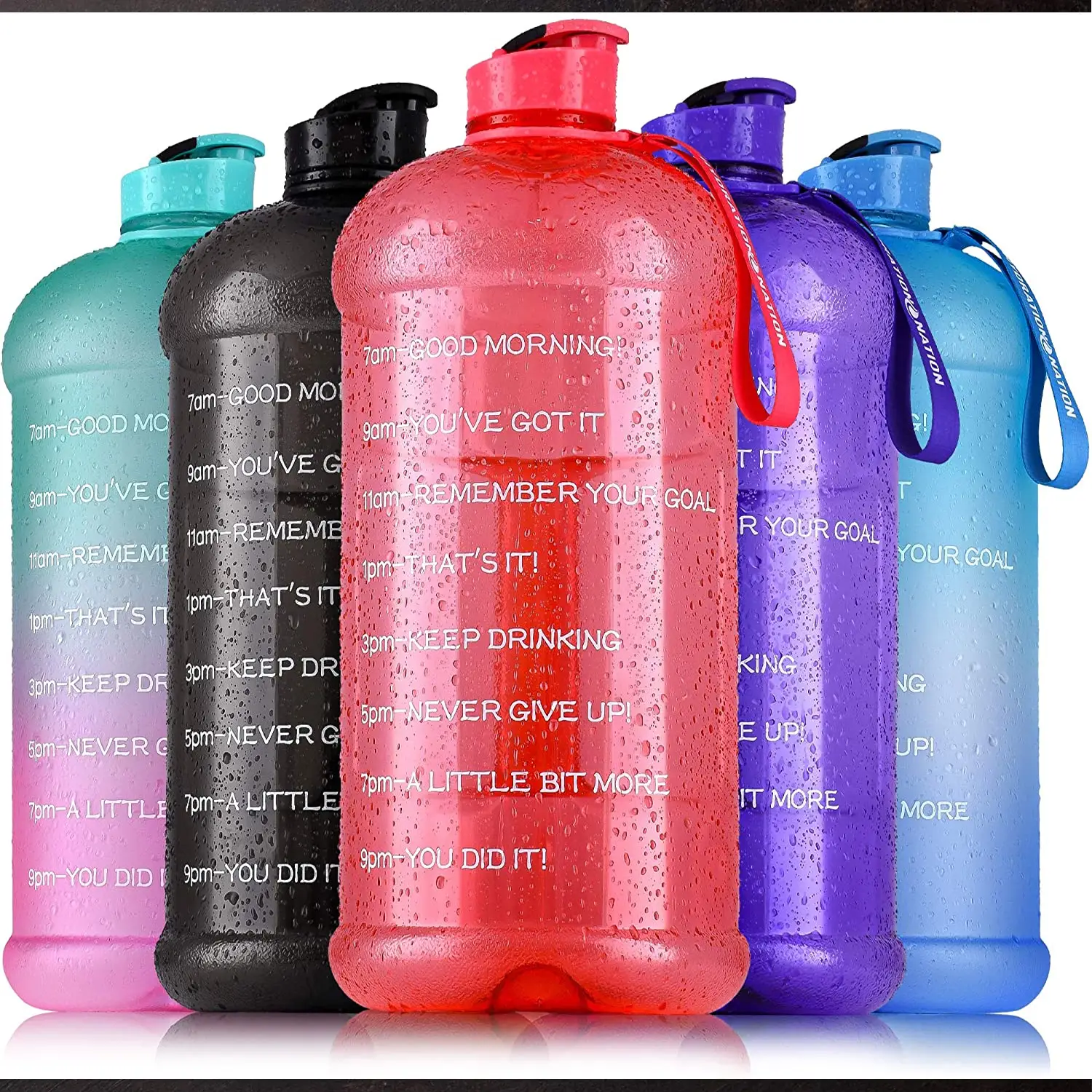 Hydration Nation 1 Gallon Water Bottle With Motivational Time Reminder