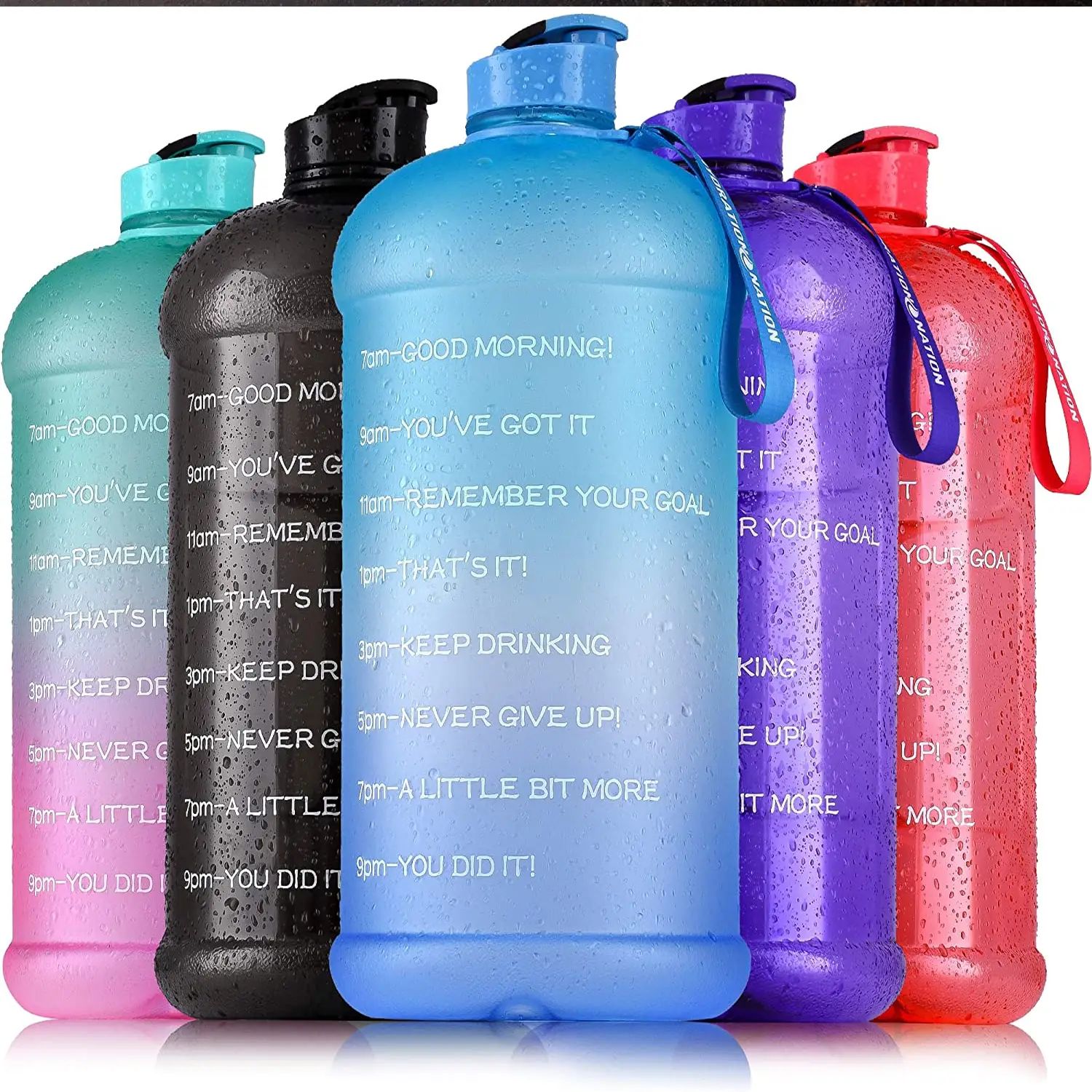 Hydration Nation 1 Gallon Water Bottle With Motivational Time Reminder