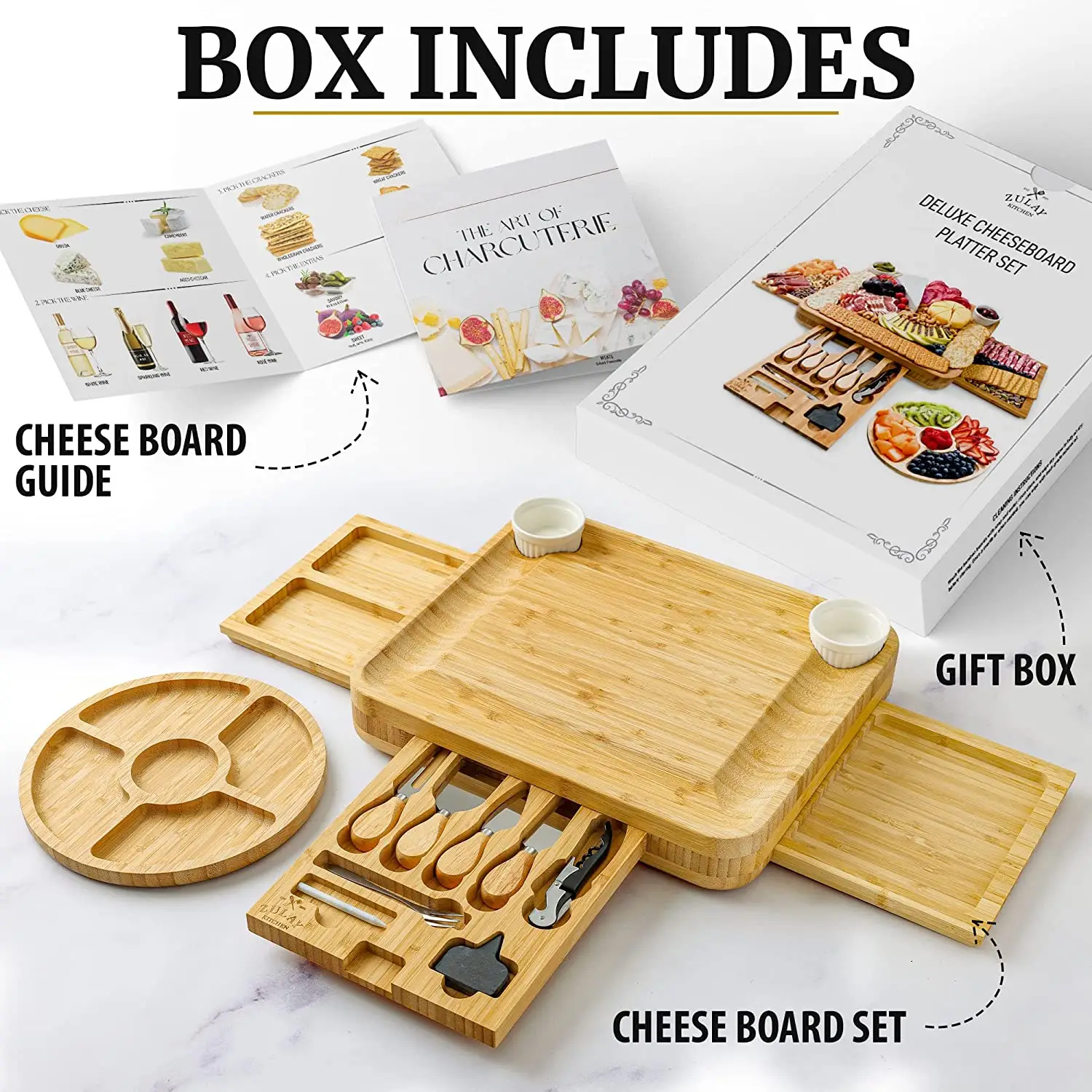 Bamboo Cheese Board Deluxe Set