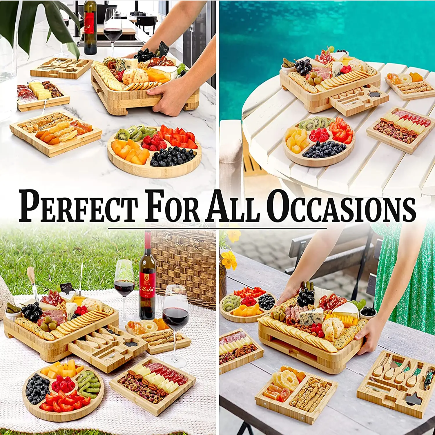 Bamboo Cheese Board Deluxe Set