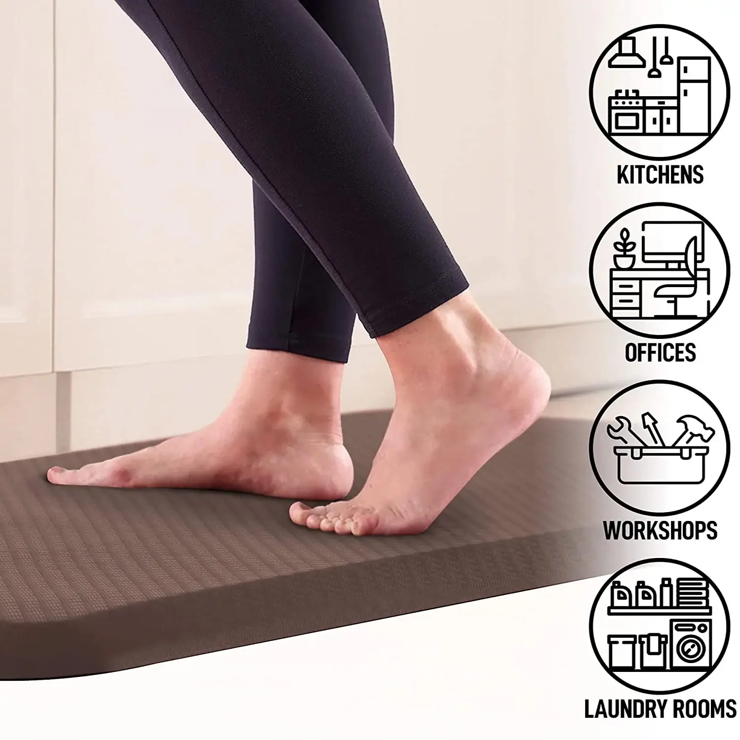 Zulay Home Anti Fatigue Mat - Thick Cushioned Non Slip Foam