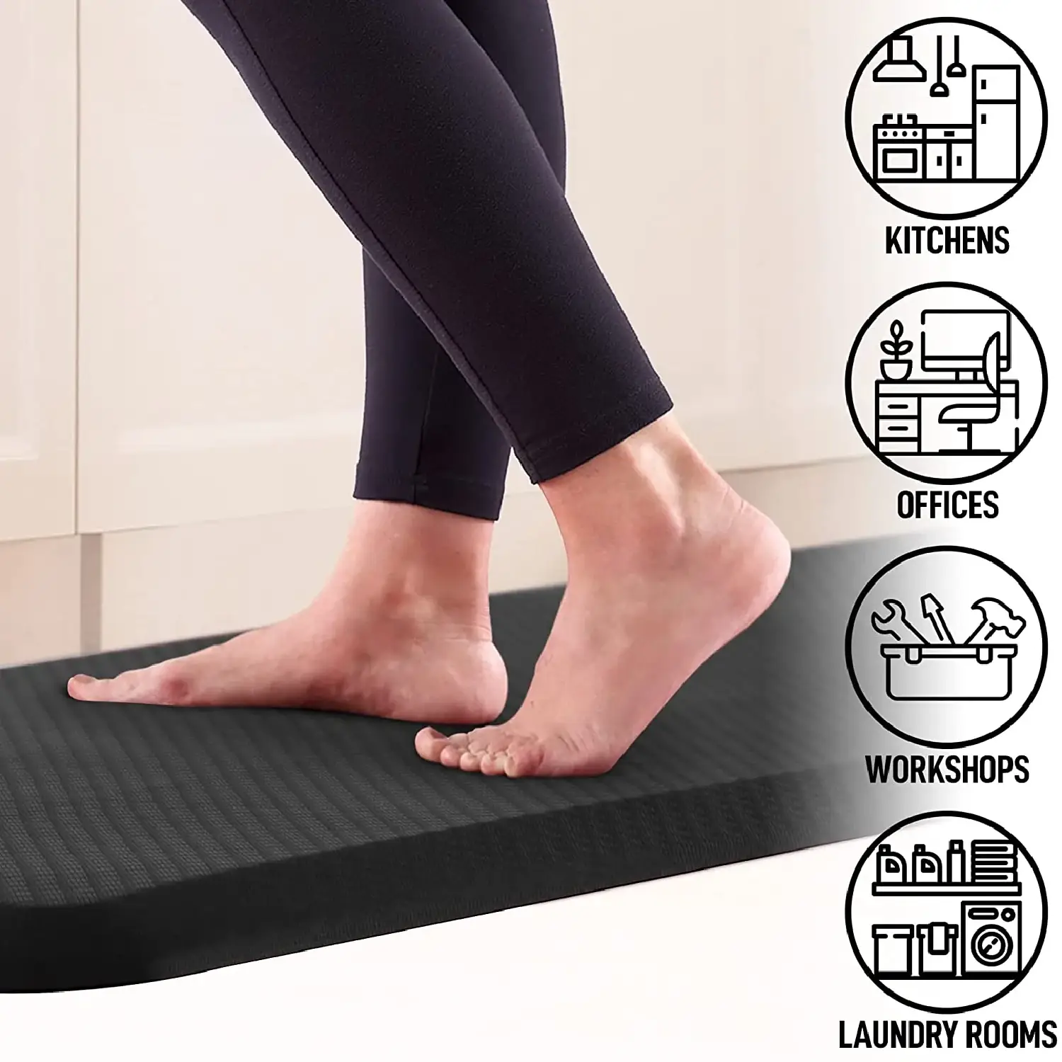 Zulay Home Anti Fatigue Mat - Thick Cushioned Non Slip Foam