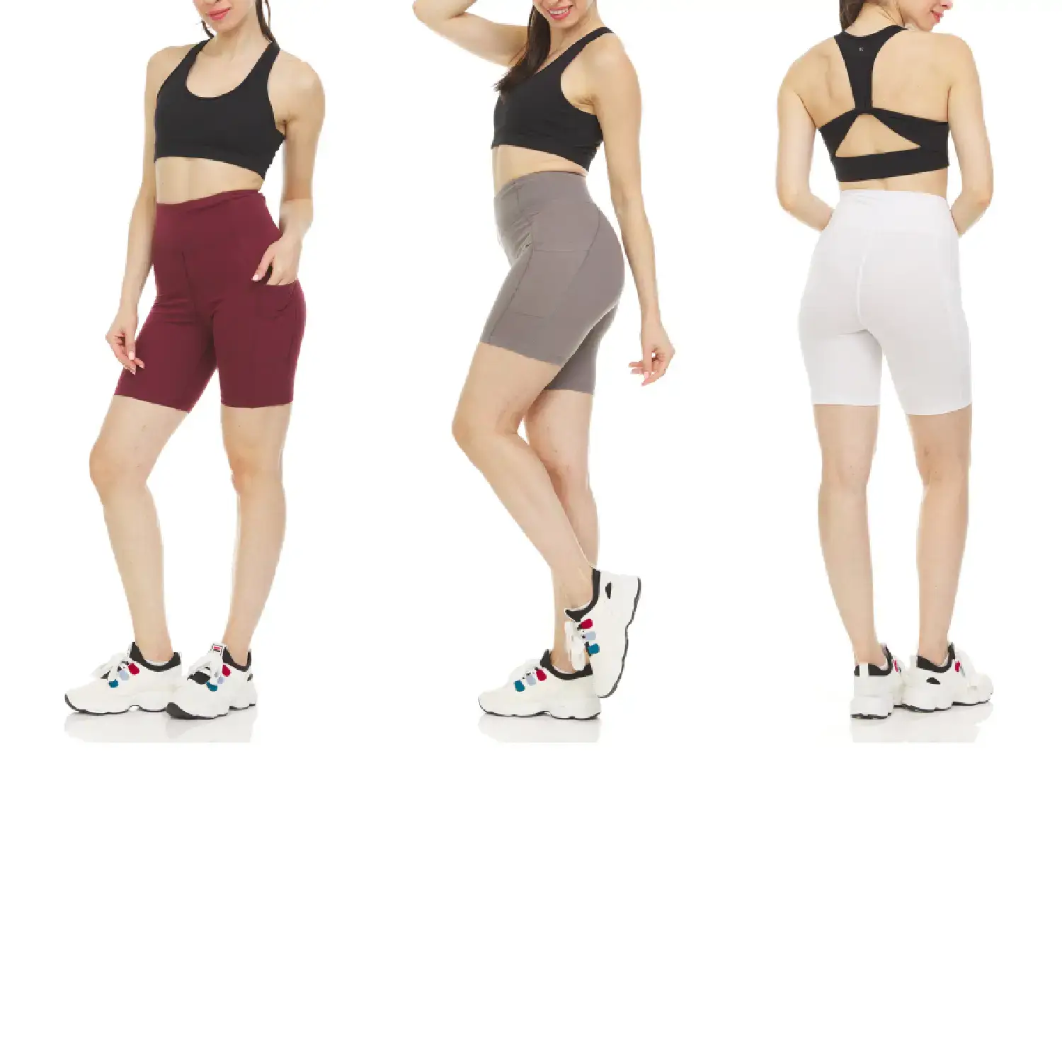 Women's High Waist Tummy Control Yoga Biker Shorts Available in 3 Pack