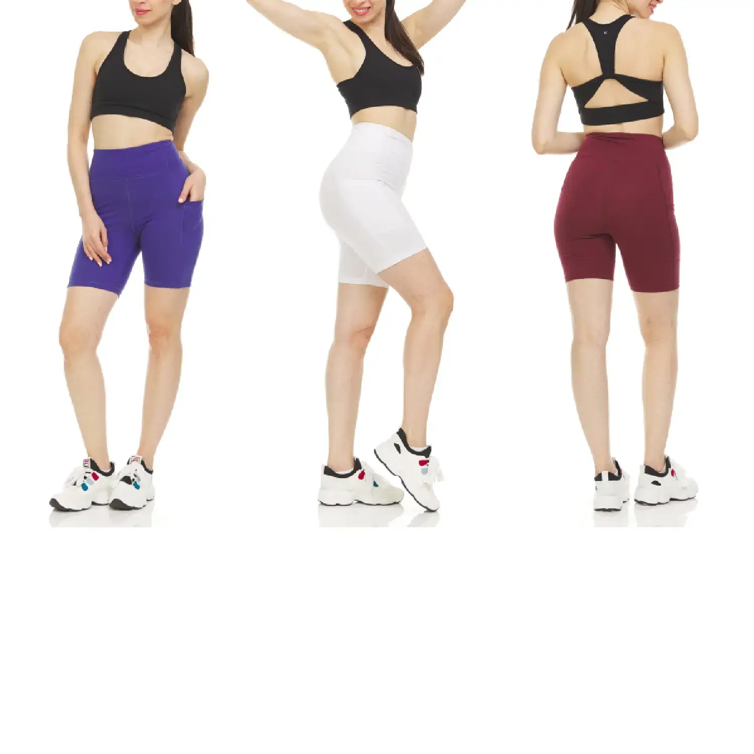 Women's High Waist Tummy Control Yoga Biker Shorts Available in 3 Pack