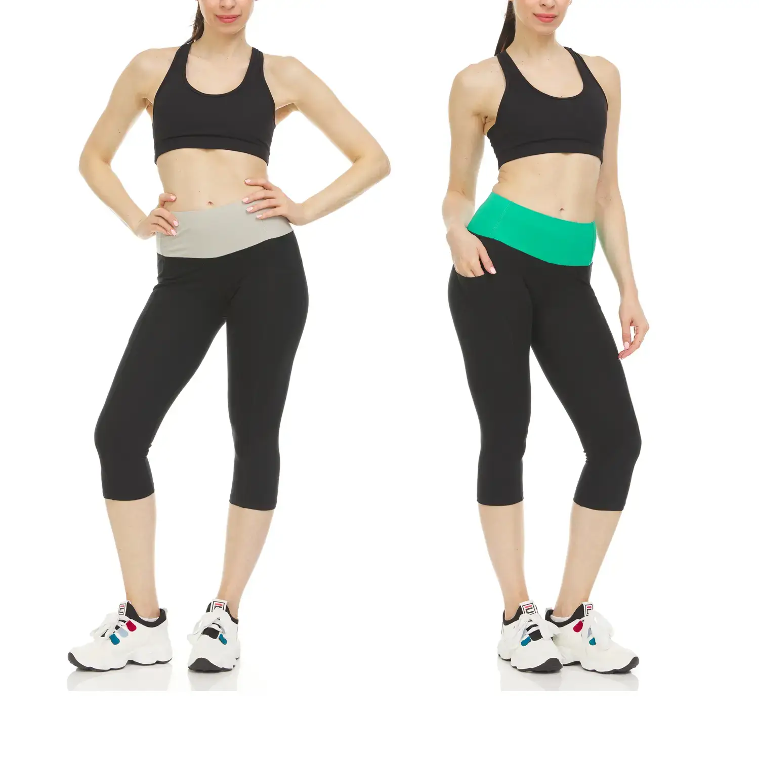 Women's Active Performance Yoga Stretch Capri Leggings Available in 2 Pack