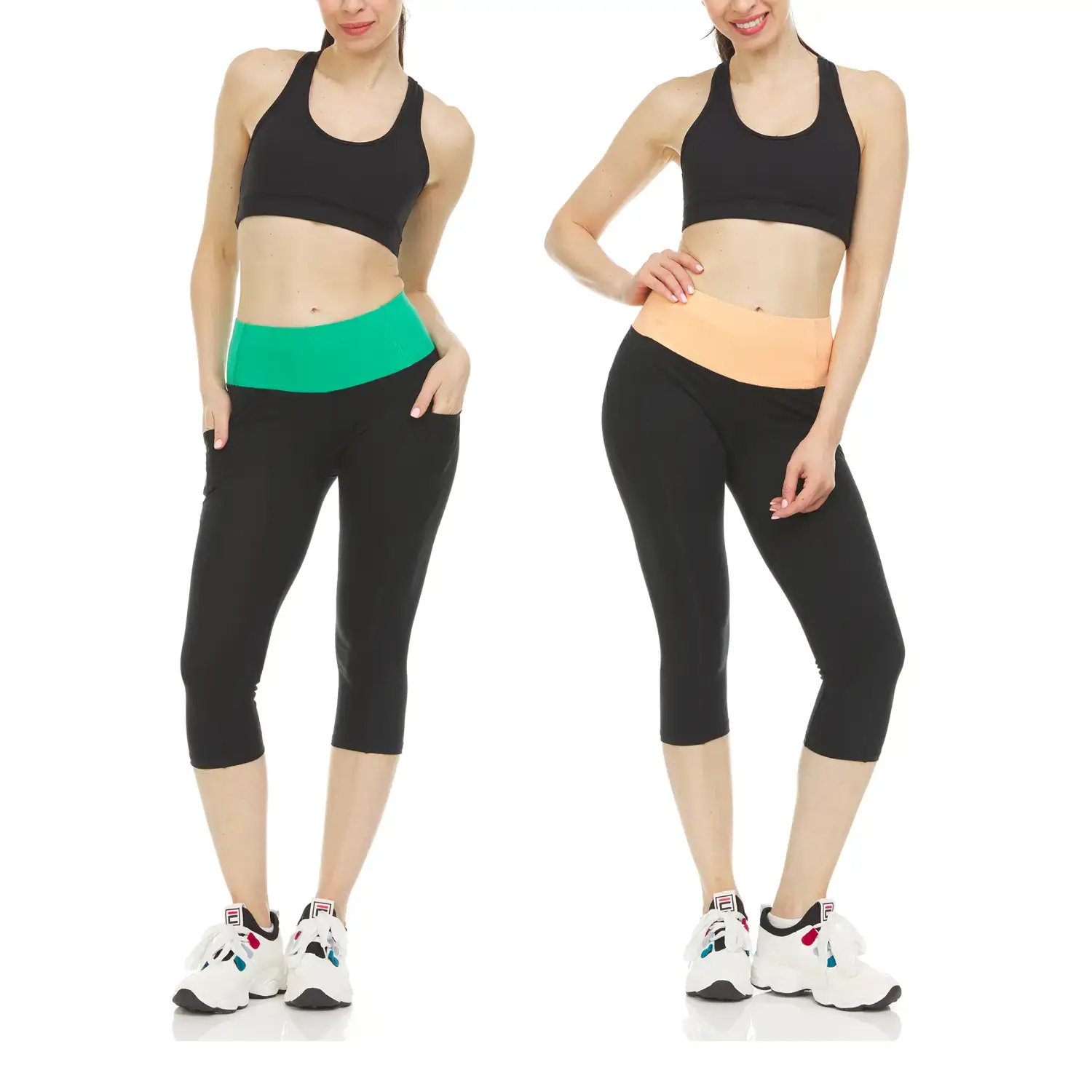 Women's Active Performance Yoga Stretch Capri Leggings Available in 2 Pack