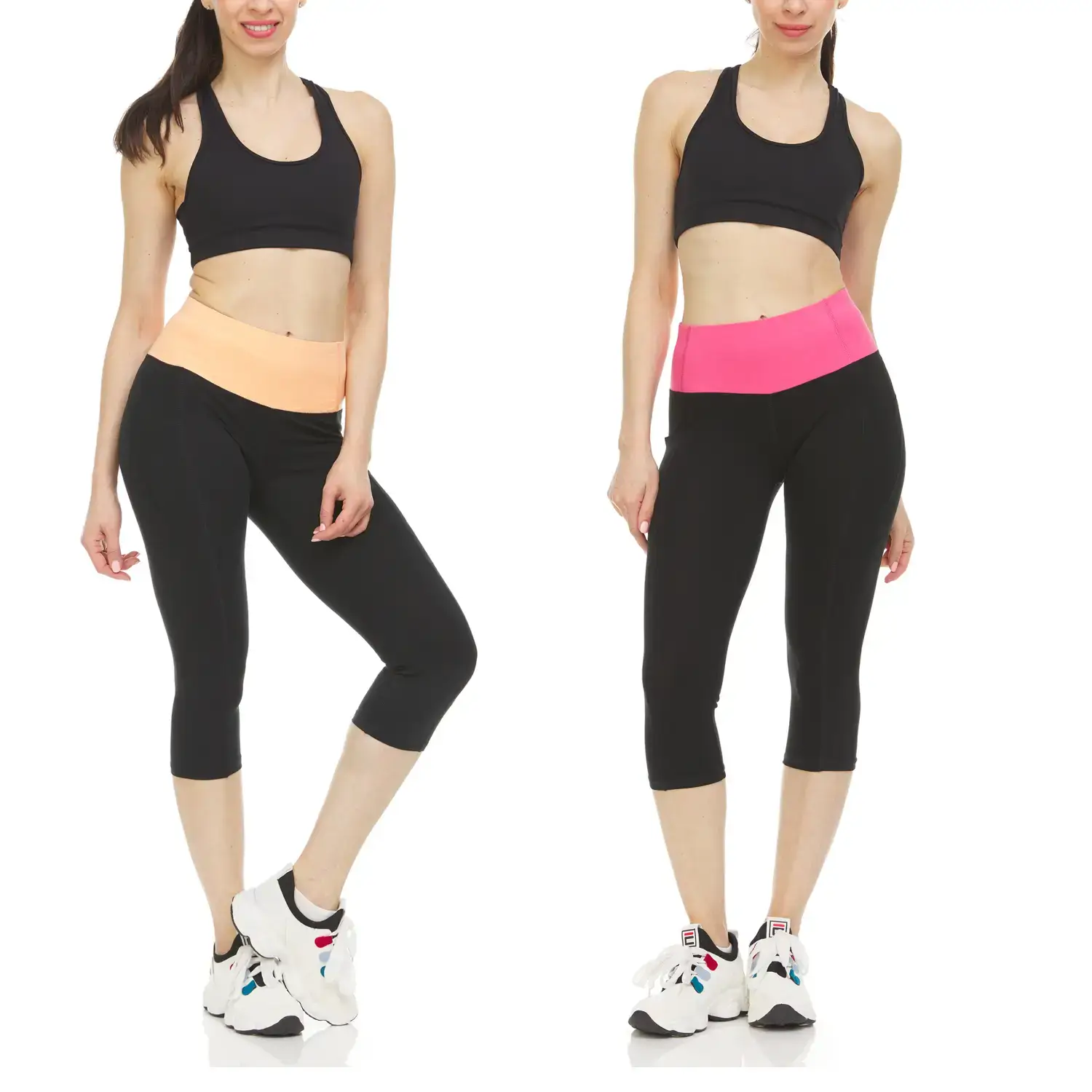 Women's Active Performance Yoga Stretch Capri Leggings Available in 2 Pack