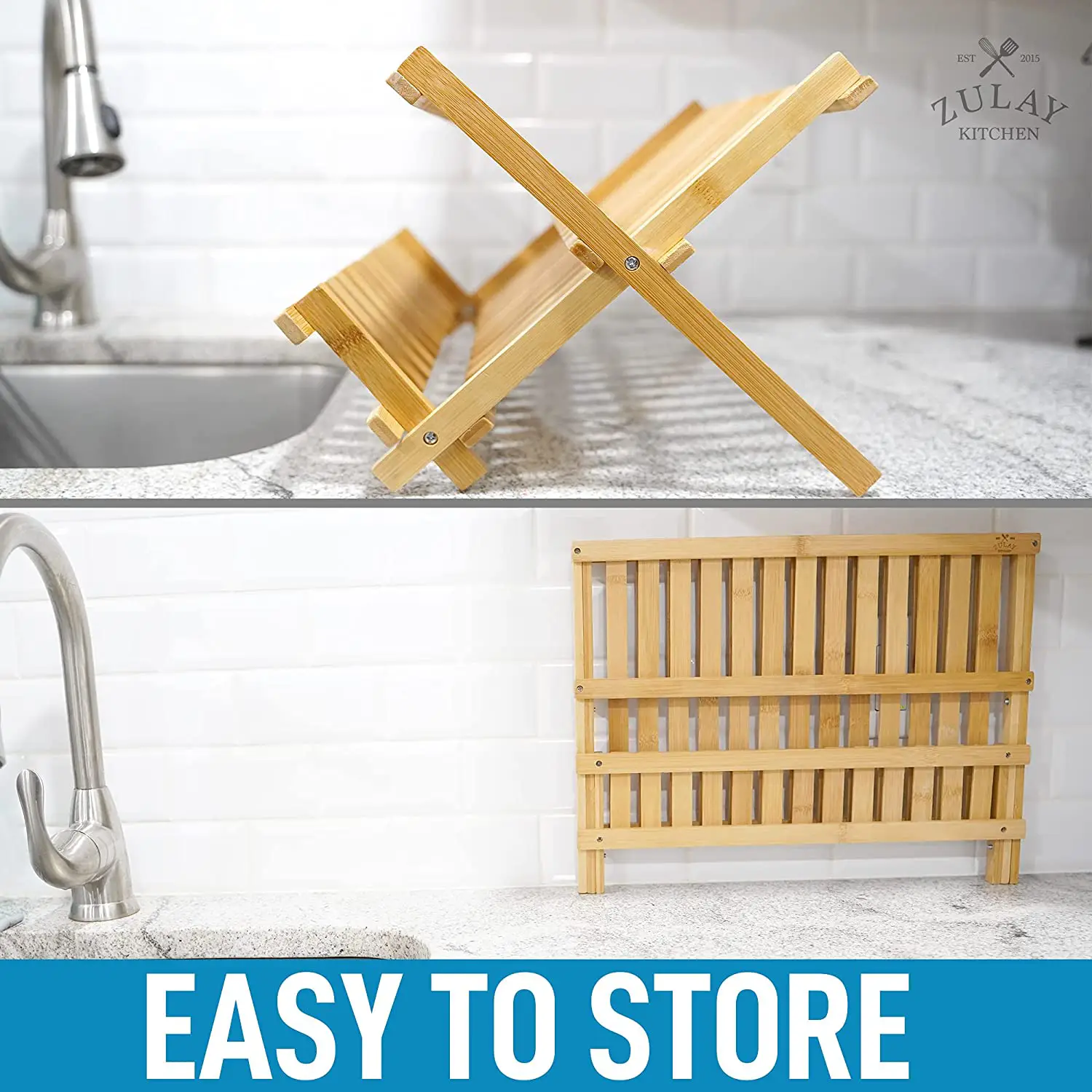 Foldable Bamboo Dish Drying Rack - 2-Tier