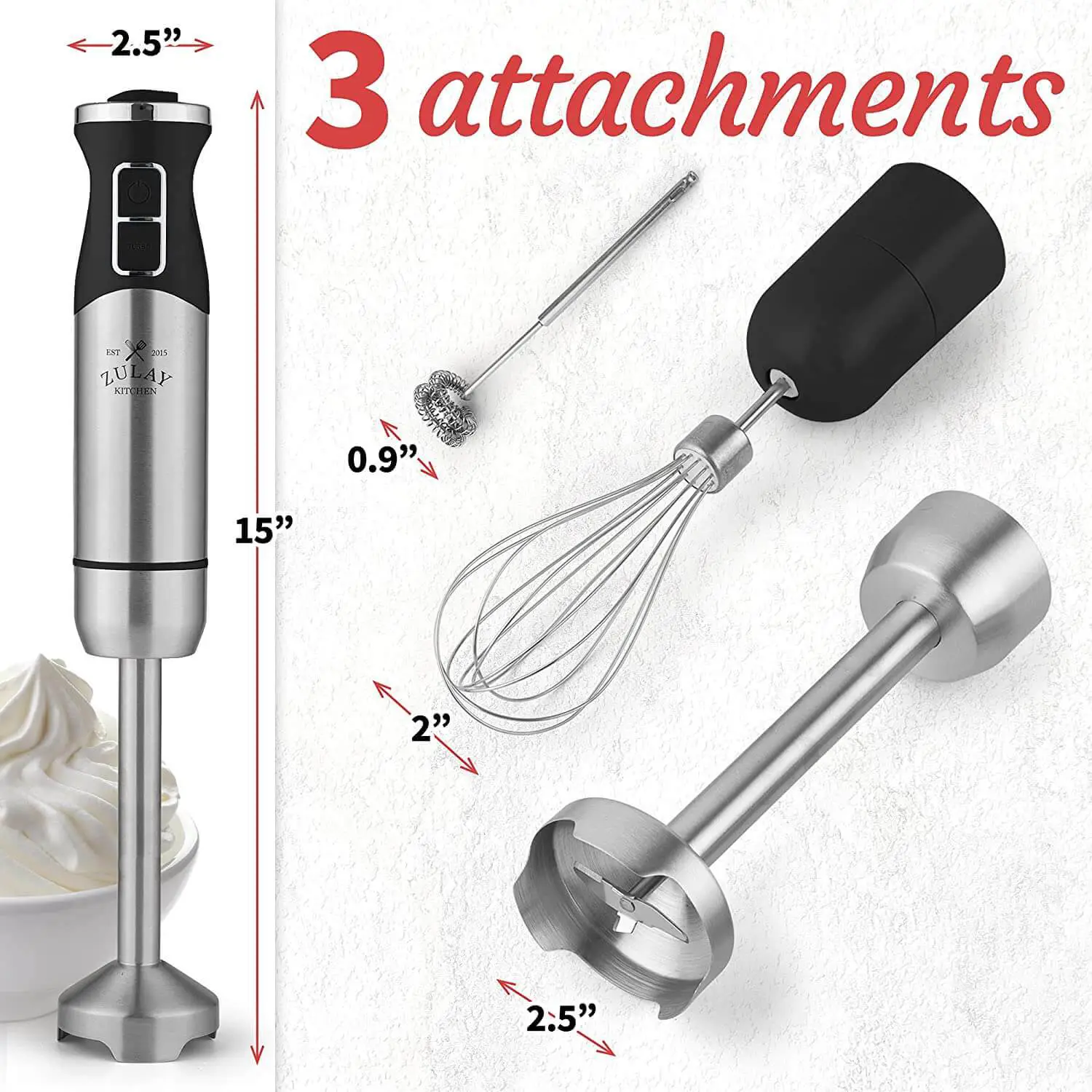  Zulay Kitchen Immersion Hand Blender - 500W