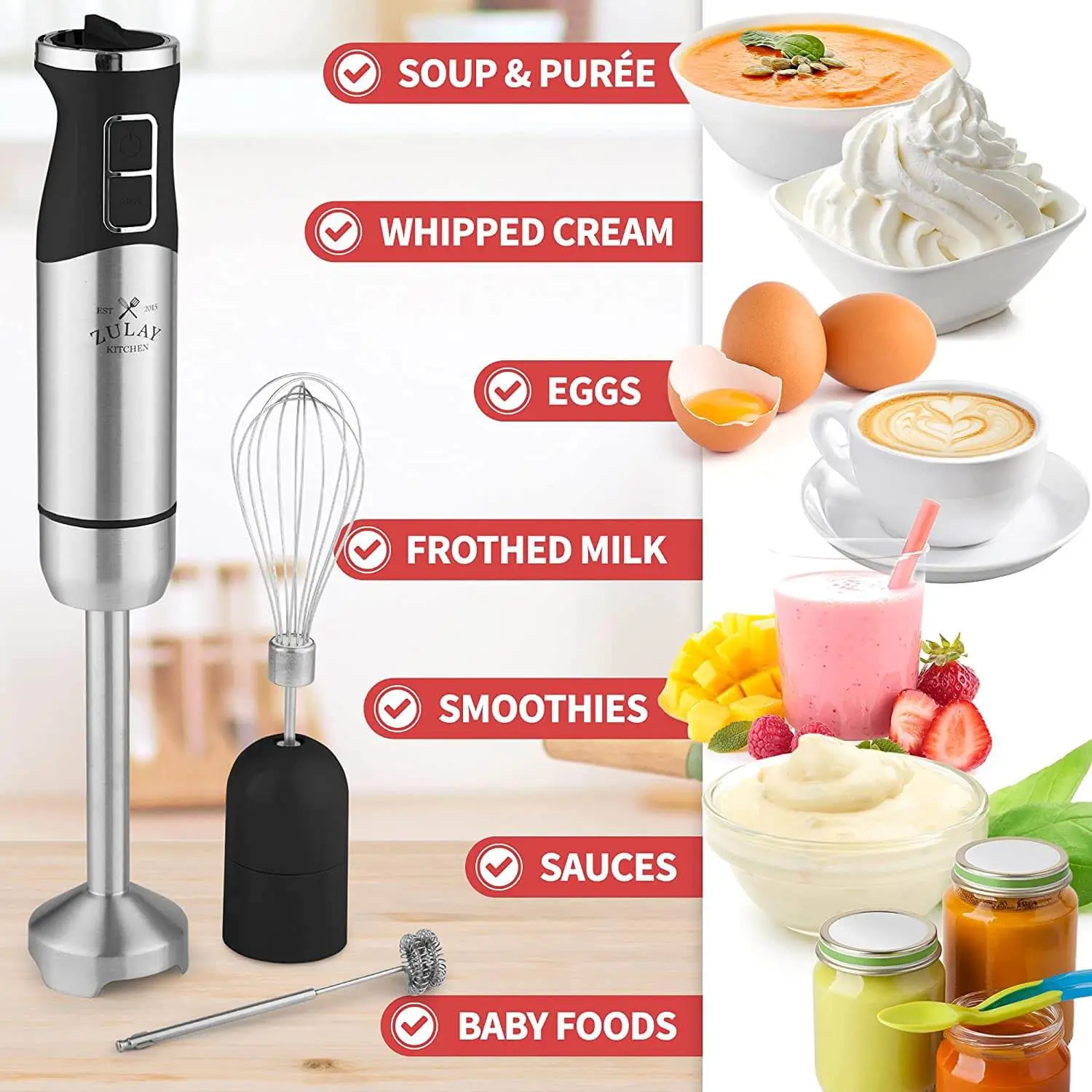  Zulay Kitchen Immersion Hand Blender - 500W