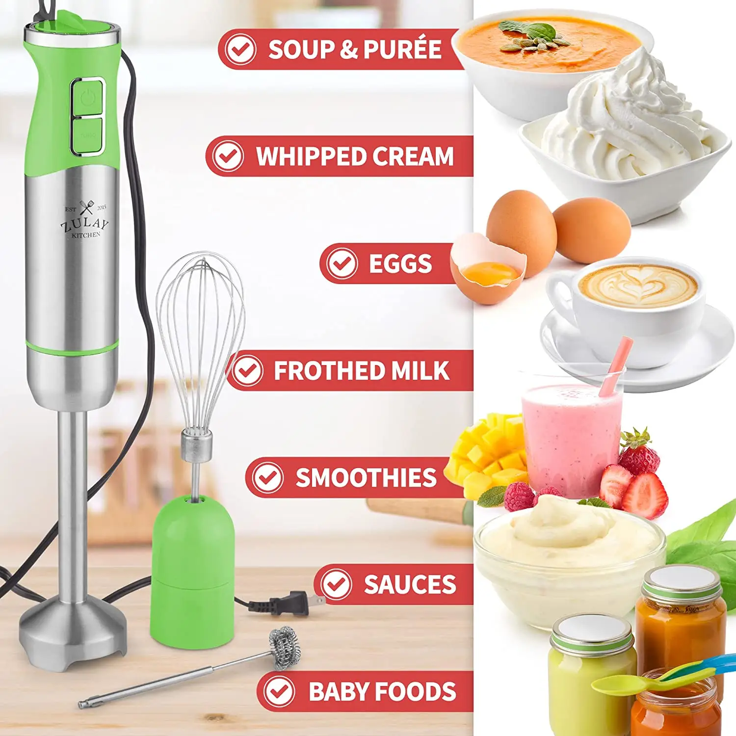  Zulay Kitchen Immersion Hand Blender - 500W