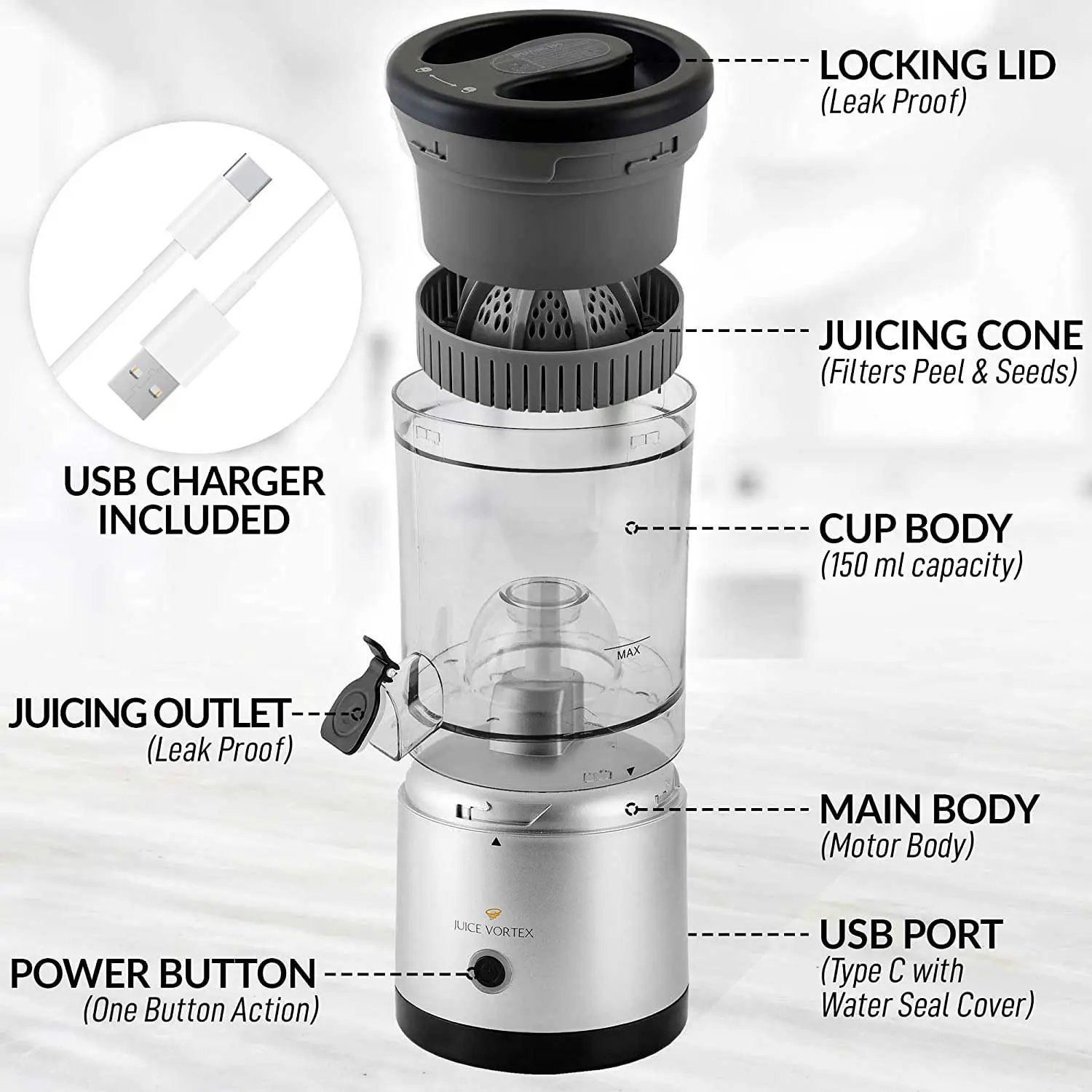 Juice Vortex Citrus Juicer																																			