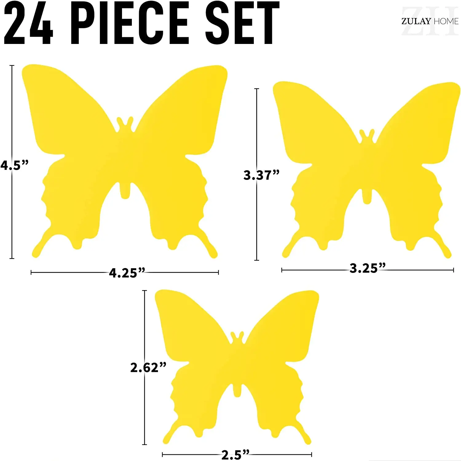 Zulay Home 3D Butterfly Wall Decor - 24pcs Butterfly Decor with 3 Different Sizes