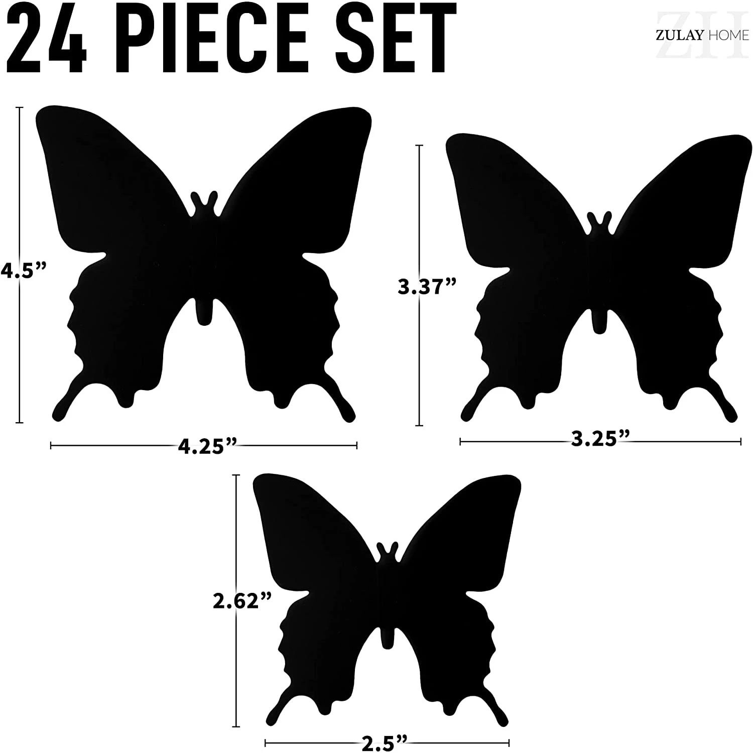 Zulay Home 3D Butterfly Wall Decor - 24pcs Butterfly Decor with 3 Different Sizes