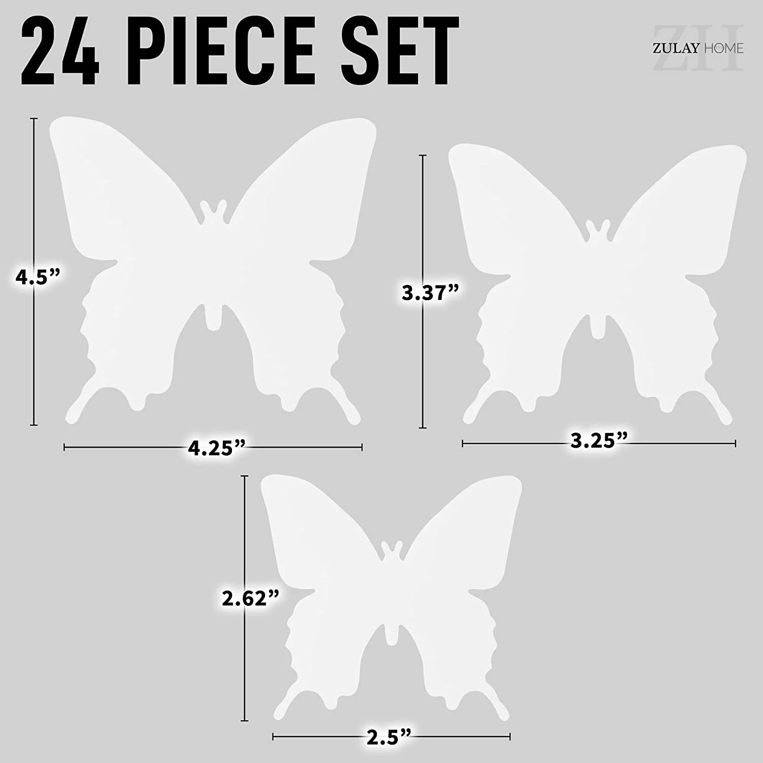 Zulay Home 3D Butterfly Wall Decor - 24pcs Butterfly Decor with 3 Different Sizes