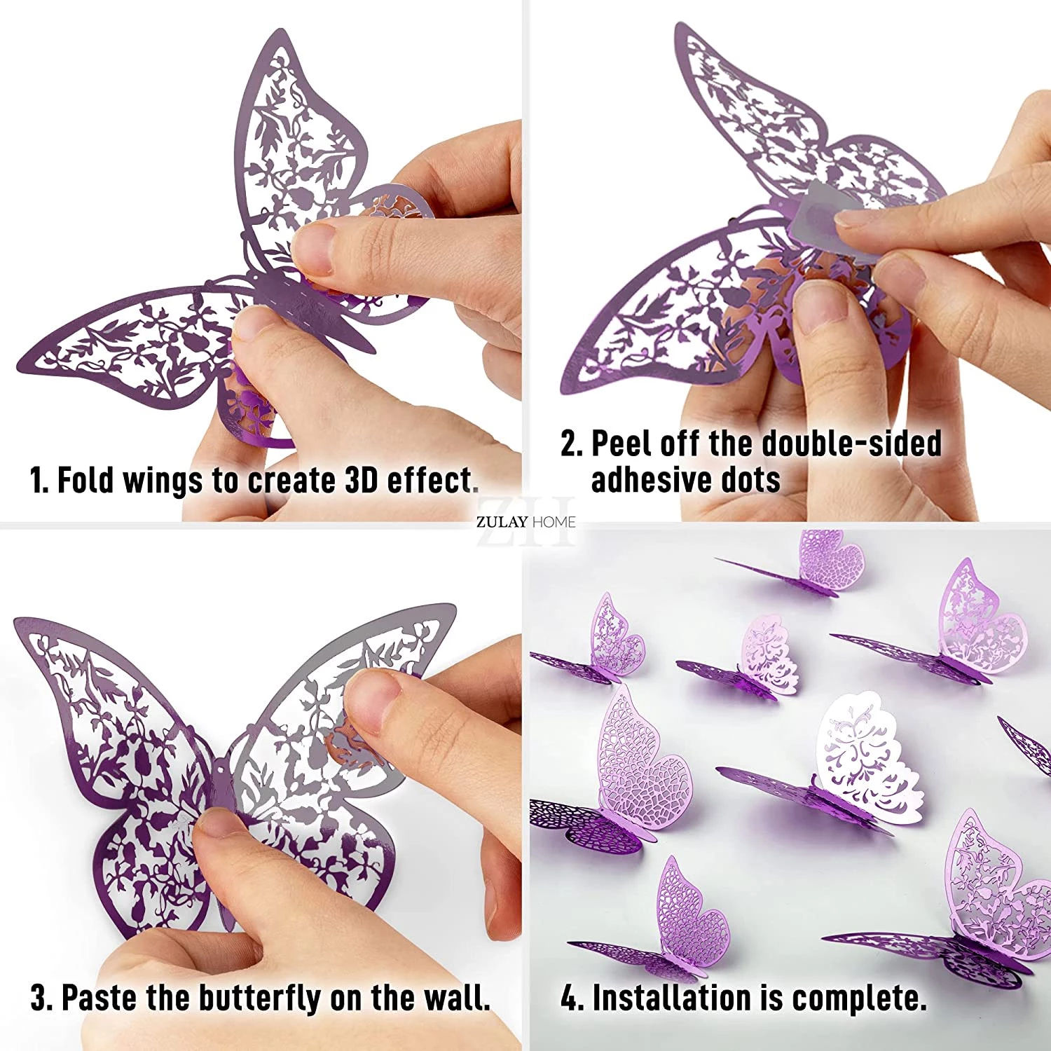 Zulay Home 3D Butterfly Wall Decor - 24pcs Butterfly Decor with 3 Different Sizes