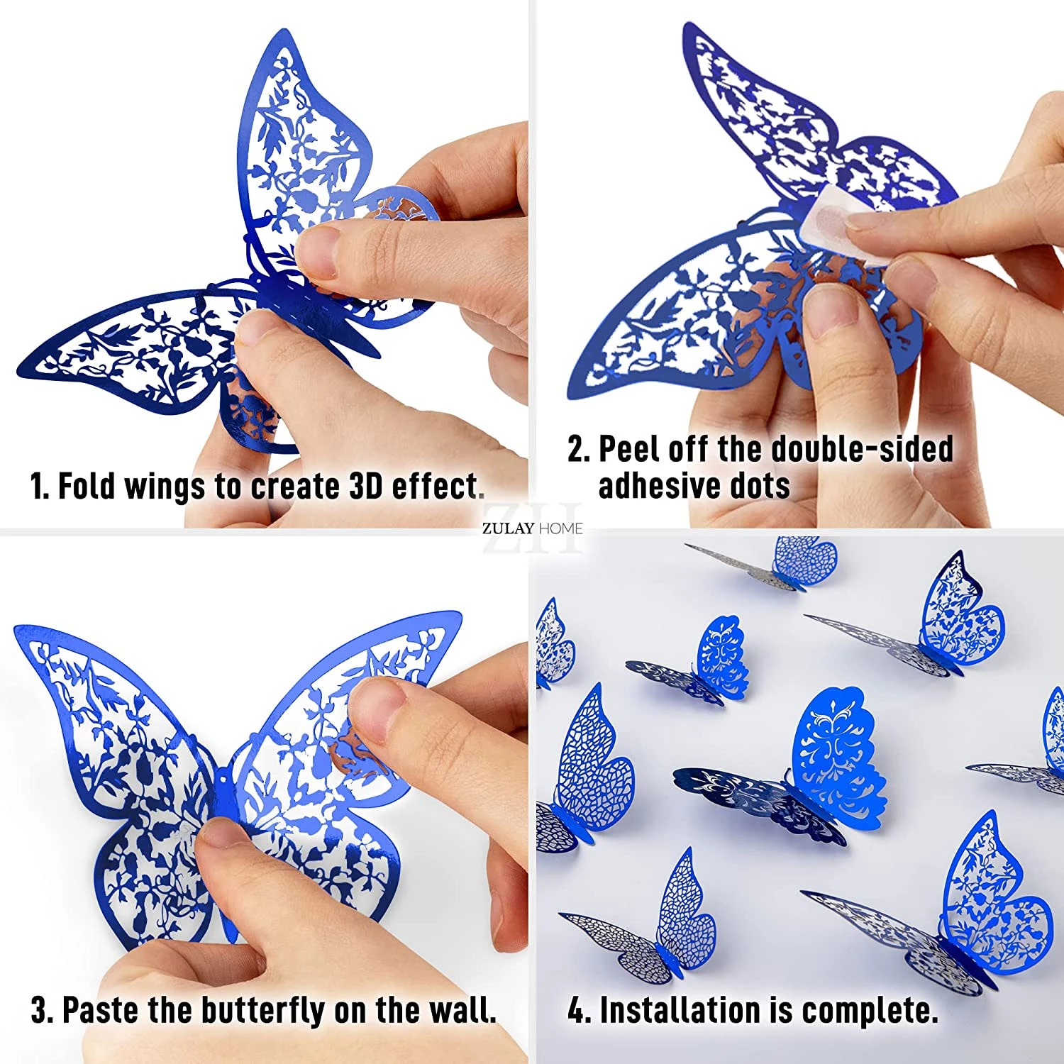 Zulay Home 3D Butterfly Wall Decor - 24pcs Butterfly Decor with 3 Different Sizes