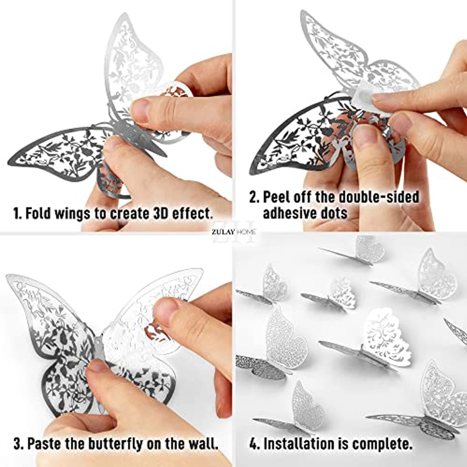 Zulay Home 3D Butterfly Wall Decor - 24pcs Butterfly Decor with 3 Different Sizes