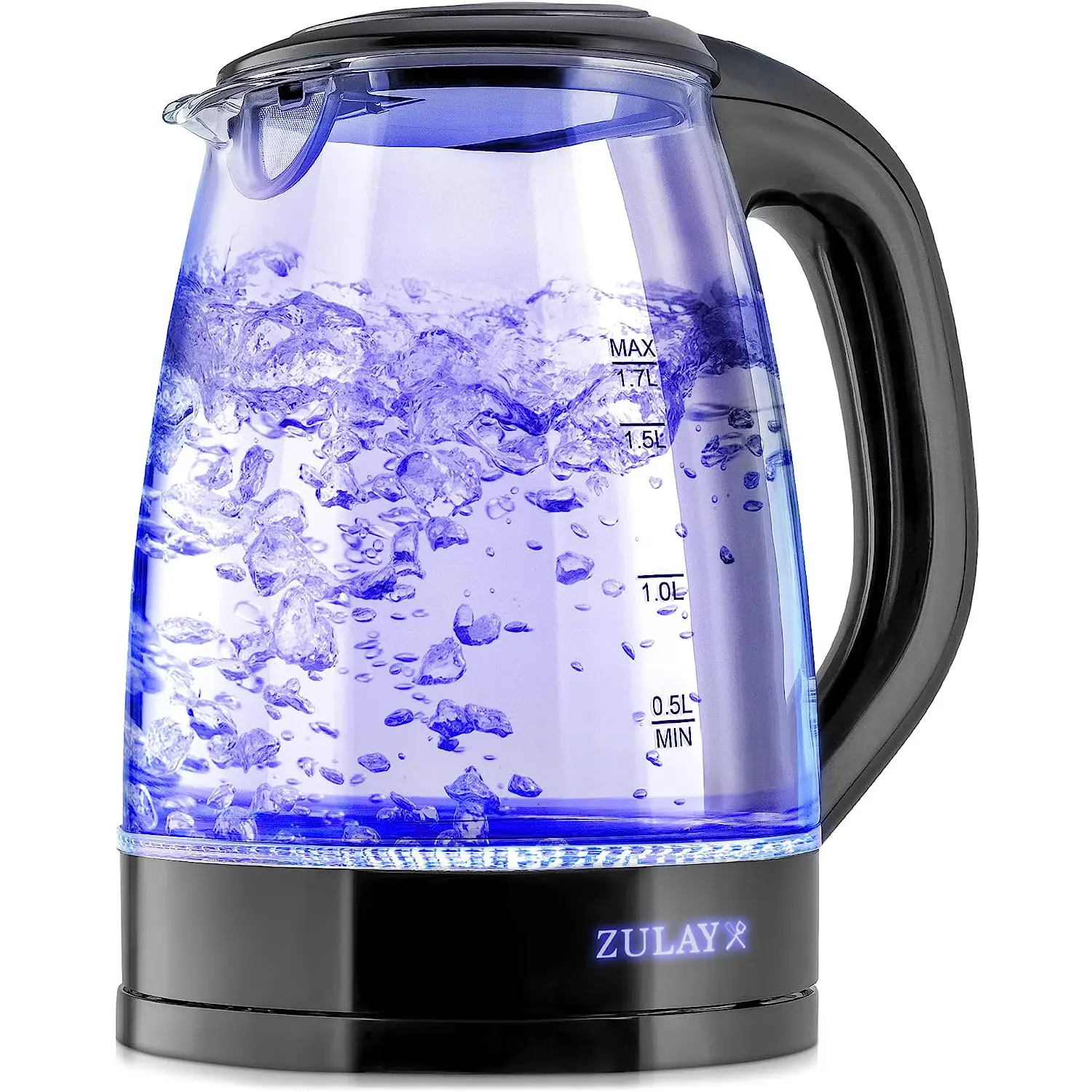 Zulay 1.7L Glass Electric Kettle with Blue LED Light