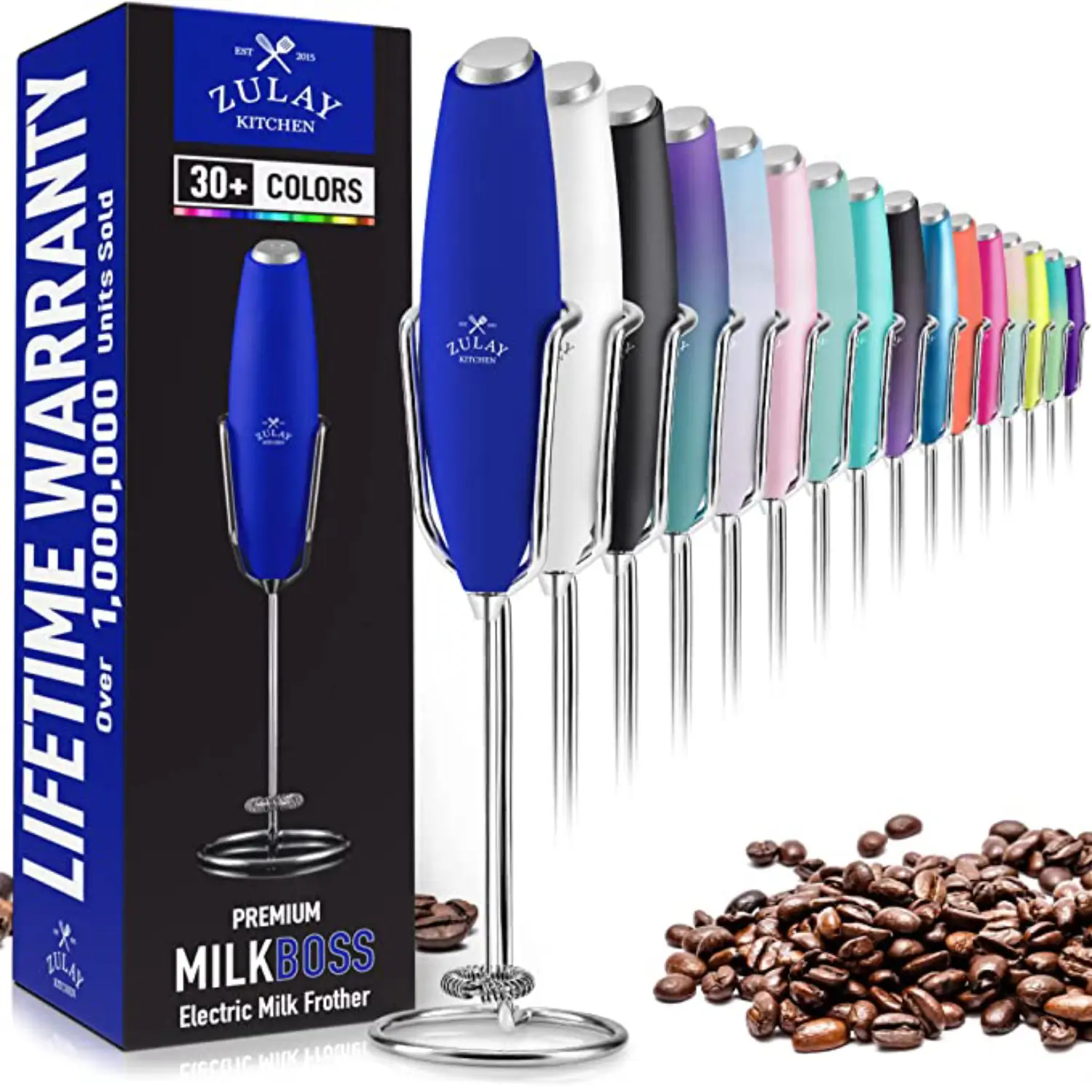 Milk Frother With Holster Stand -  Super Instant Electric Foam Maker With Stainless Steel