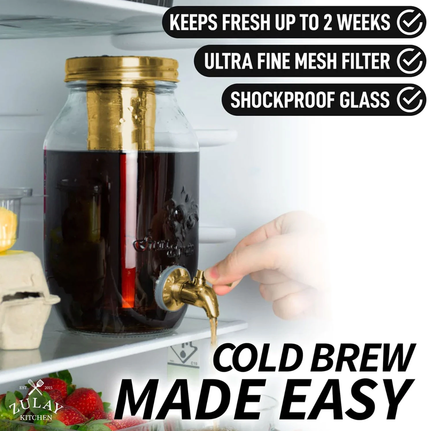 ZK Mini Cold Brew Maker with Spigot - 1.5 L Black