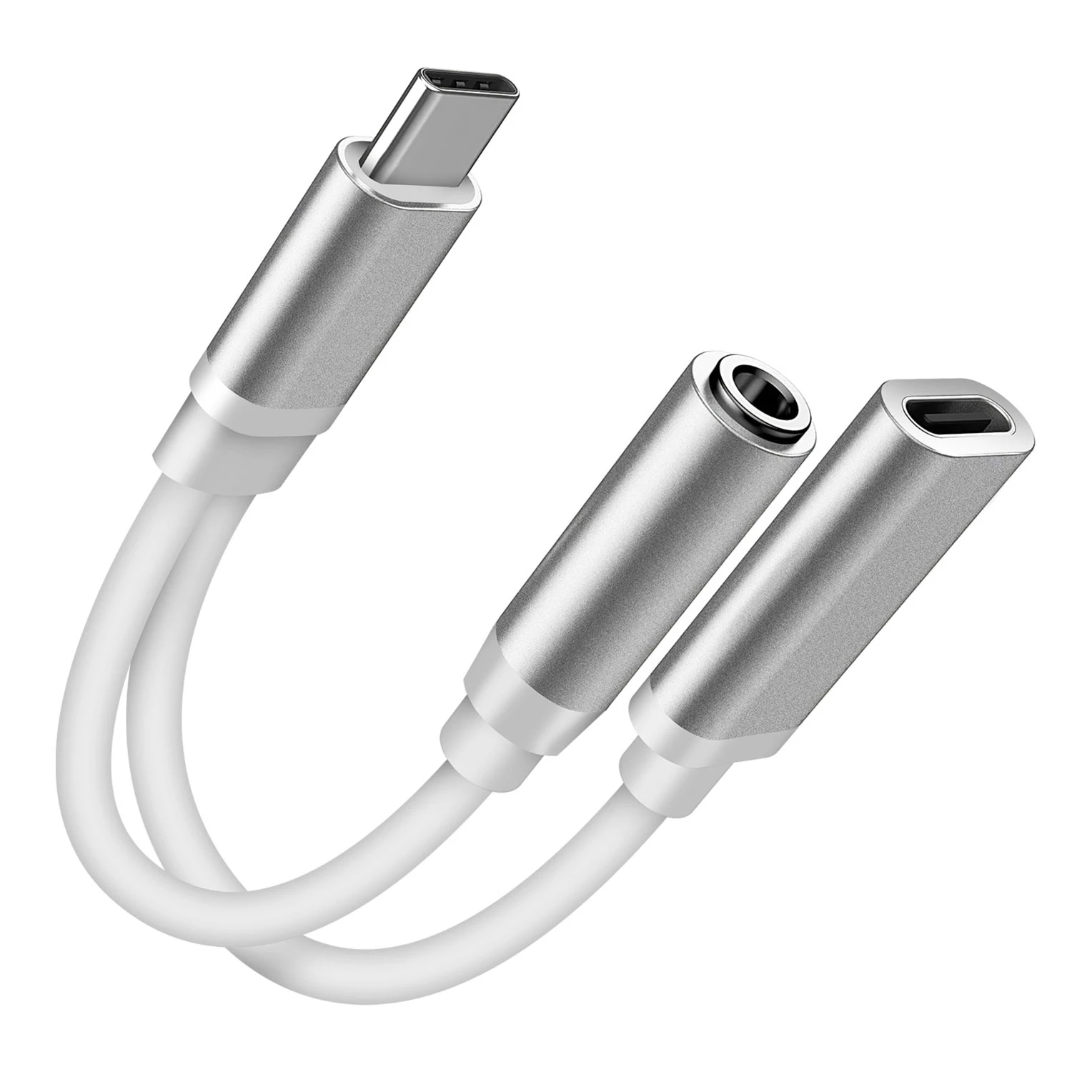 USB-C to 3.5mm Audio Charging Adapter - Metal Shell, Headphone Jack Splitter, Charger