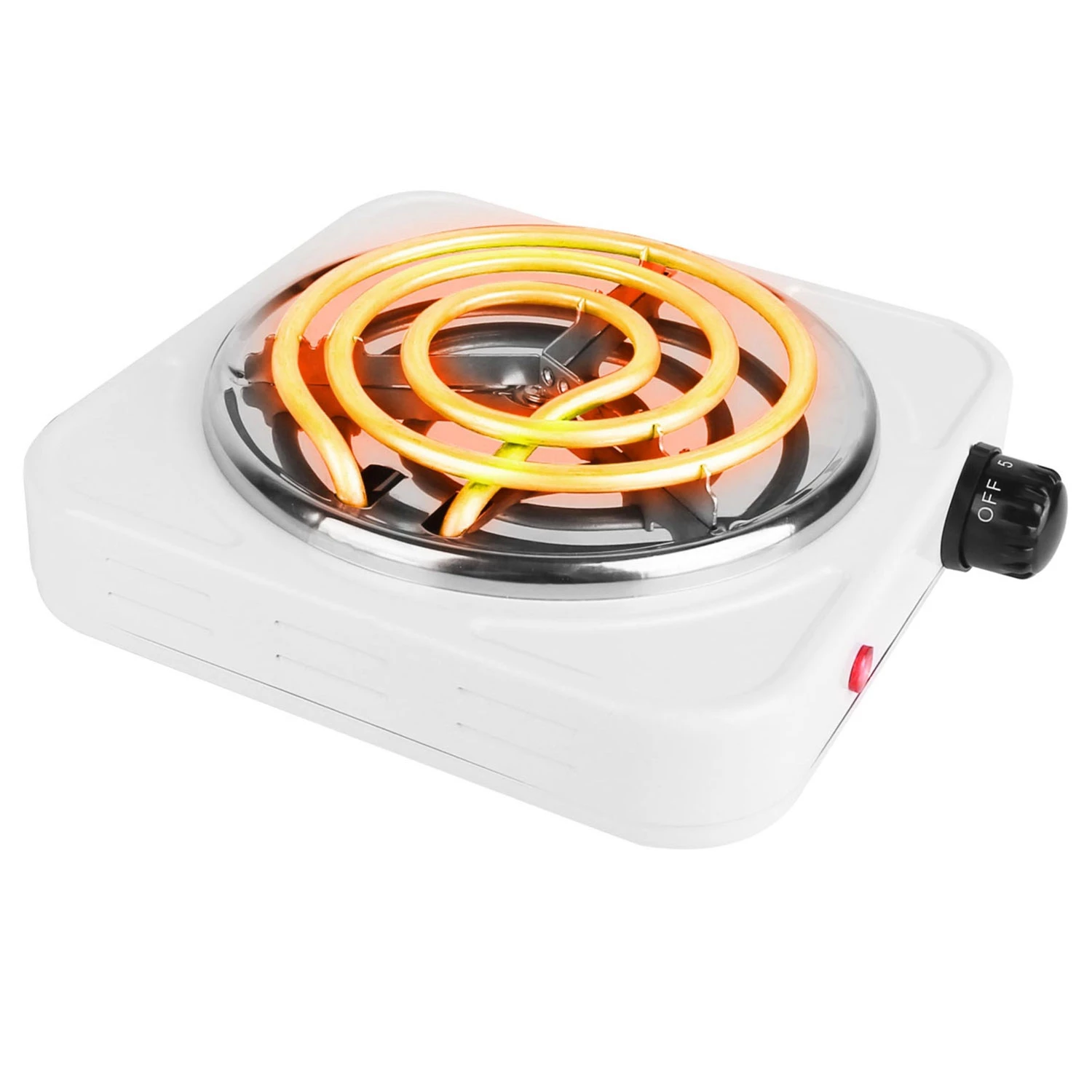 Portable 1000W Electric Single Burner Hot Plate Stove - Non Slip Feet, 5 Temp Adjustments