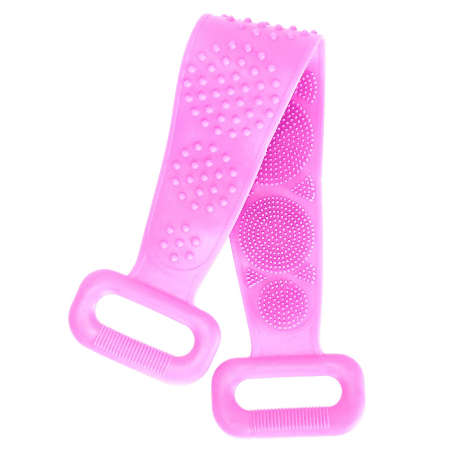 Exfoliating Silicone Body Scrubber Belt with Massage Dots - Shower Strap Brush with Adhesive Hook