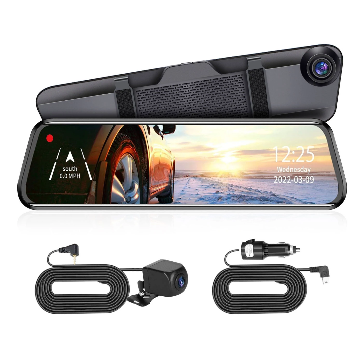 4k 12in Car DVR Dash Cam Recorder 170° Loop Recording Motion Detection Night Vision Voice Control Ap