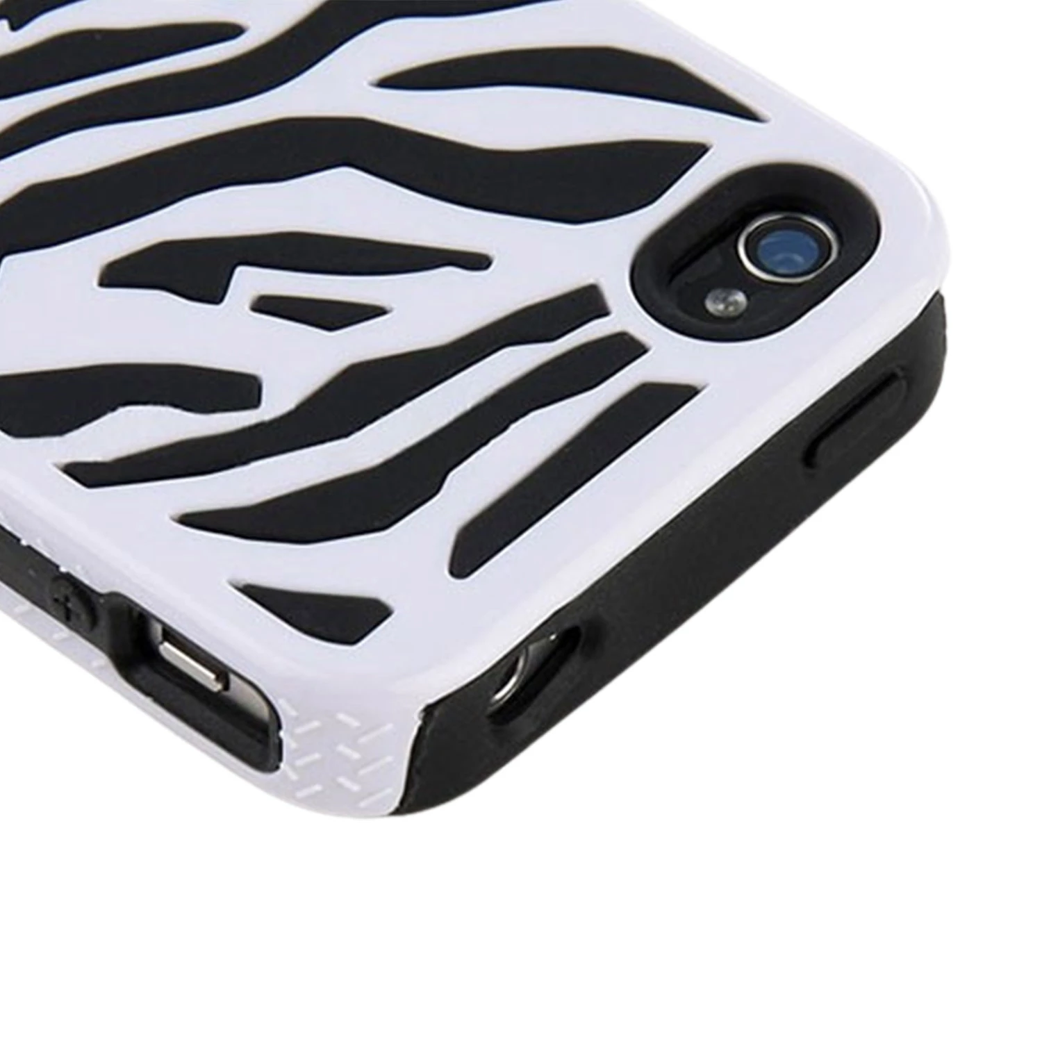 Zebra Combo Hard Soft Case Cover  For iPhone 4 4S Silicone Armor Case