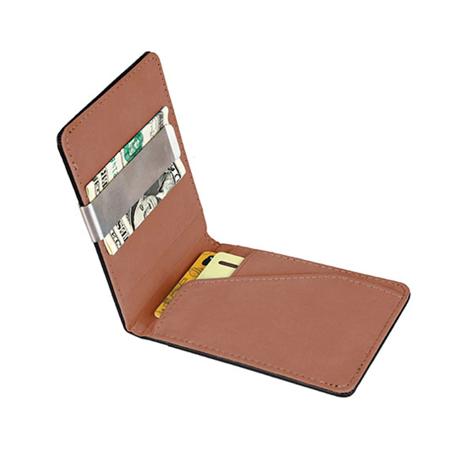 Unisex PU Leather Wallet RFID Blocking Slim Bifold Credit Card Holder with Money Clip