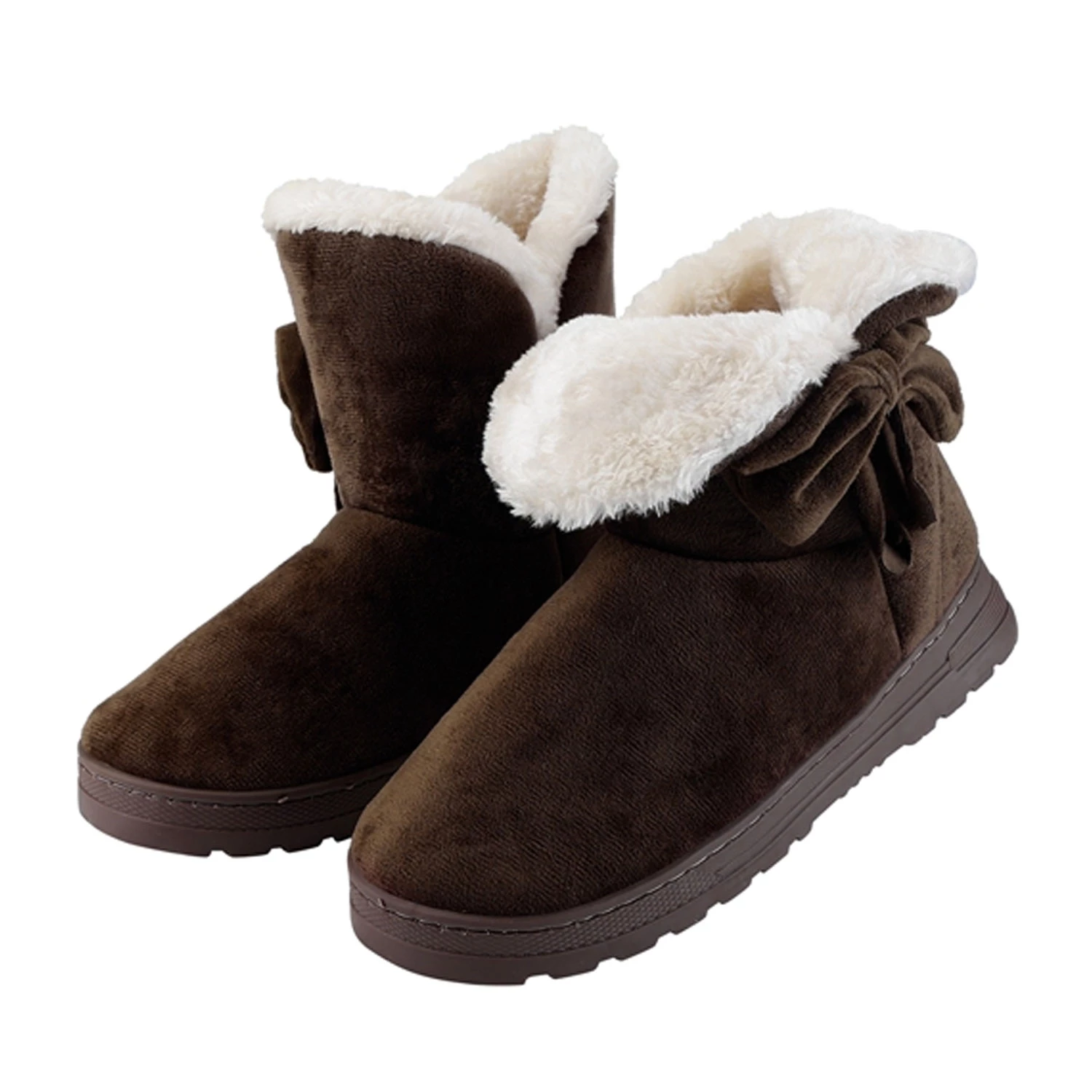 Women Ladies Snow Boots Super Soft Fabric Mid-Calf Winter Shoes Thickened Plush Warm Lining Shoes