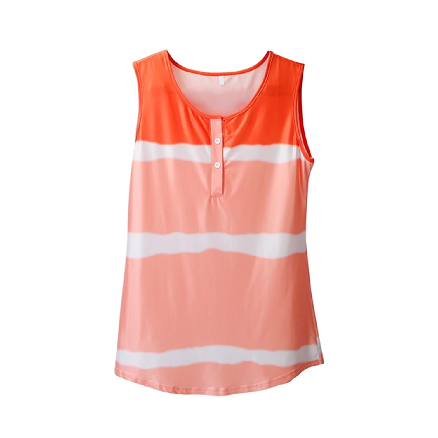 Women Tie-dye Sleeveless Tank Tops Summer Loose T Shirts Tops Button Down Shirts Vest Blouse