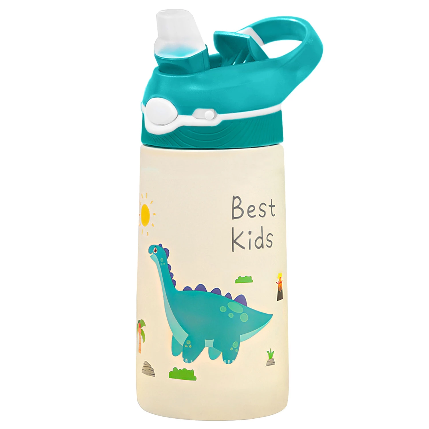 13.5Oz Insulated Stainless Steel Water Bottle Leak-proof Bottle for Kids with Straw Push Button