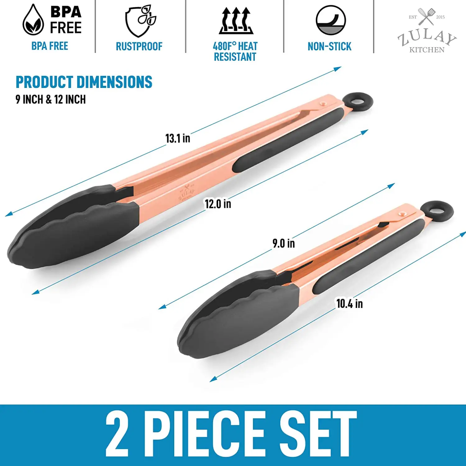 ZK Tongs - Stainless Steel - Set of 2