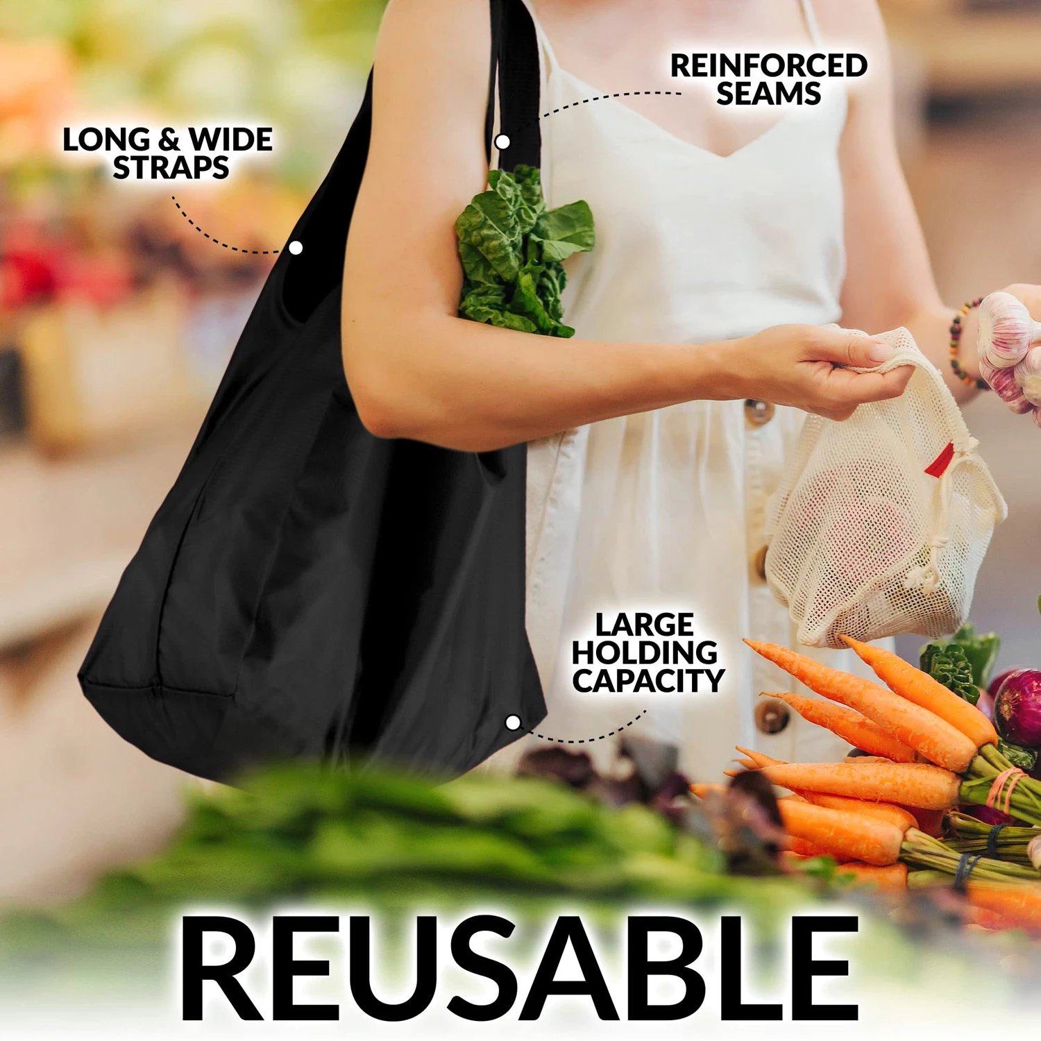 Reusable Grocery Bags - 5 Pack