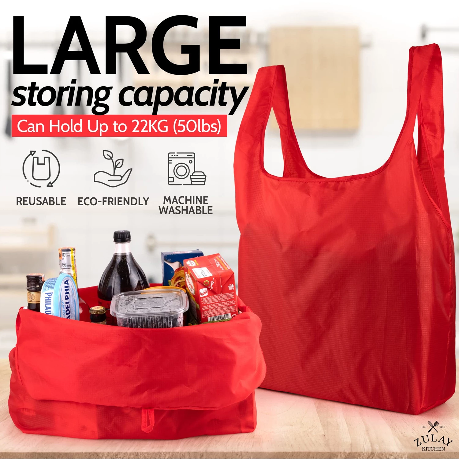 Reusable Grocery Bags - 5 Pack