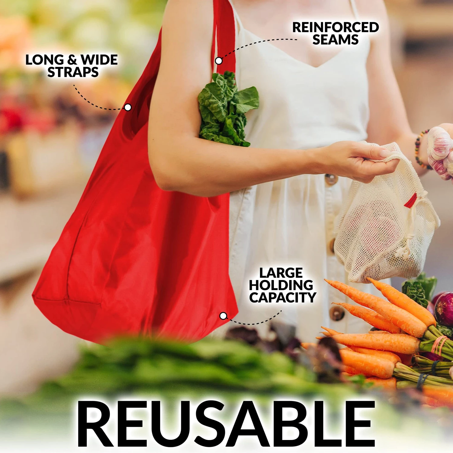 Reusable Grocery Bags - 5 Pack