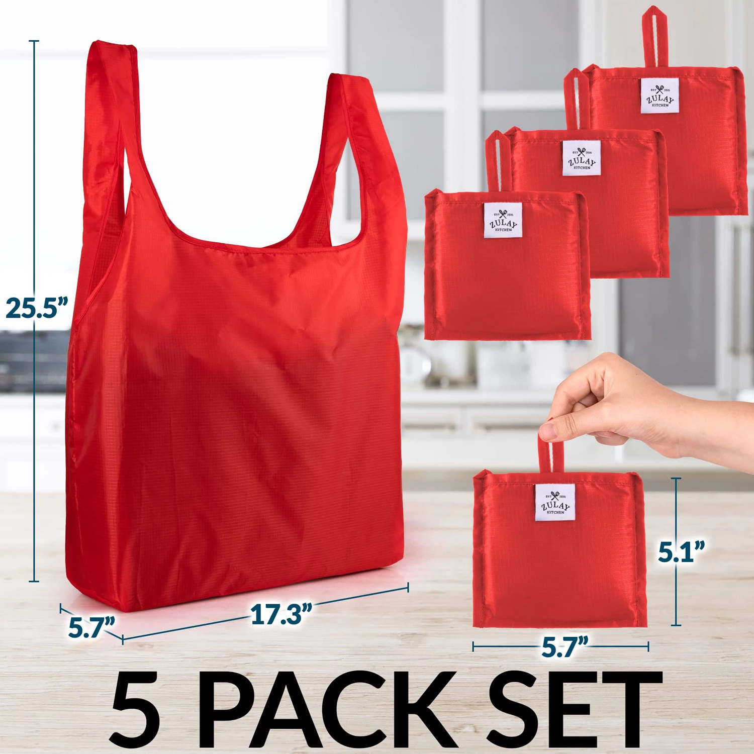 Reusable Grocery Bags - 5 Pack