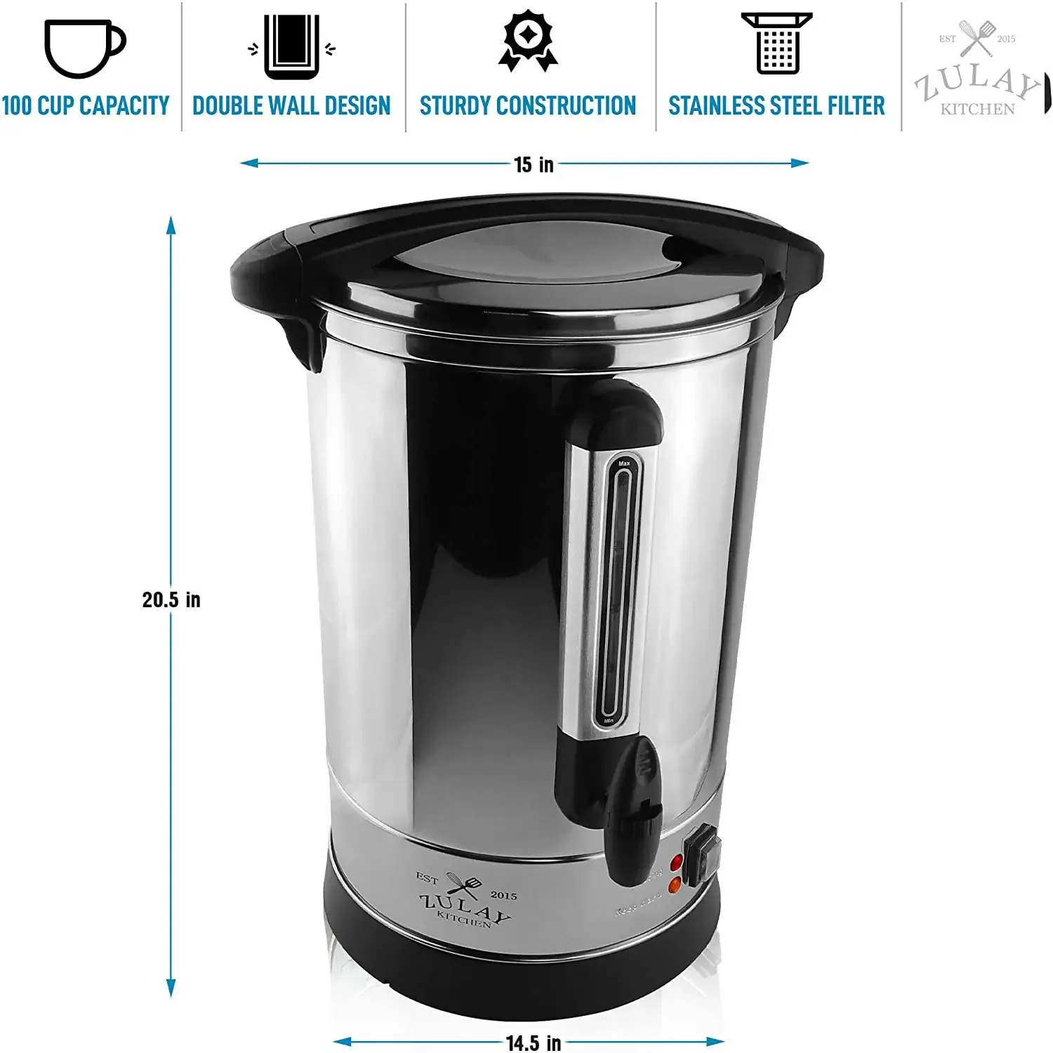 Zulay Premium Commercial Coffee Urn - 100 Cup