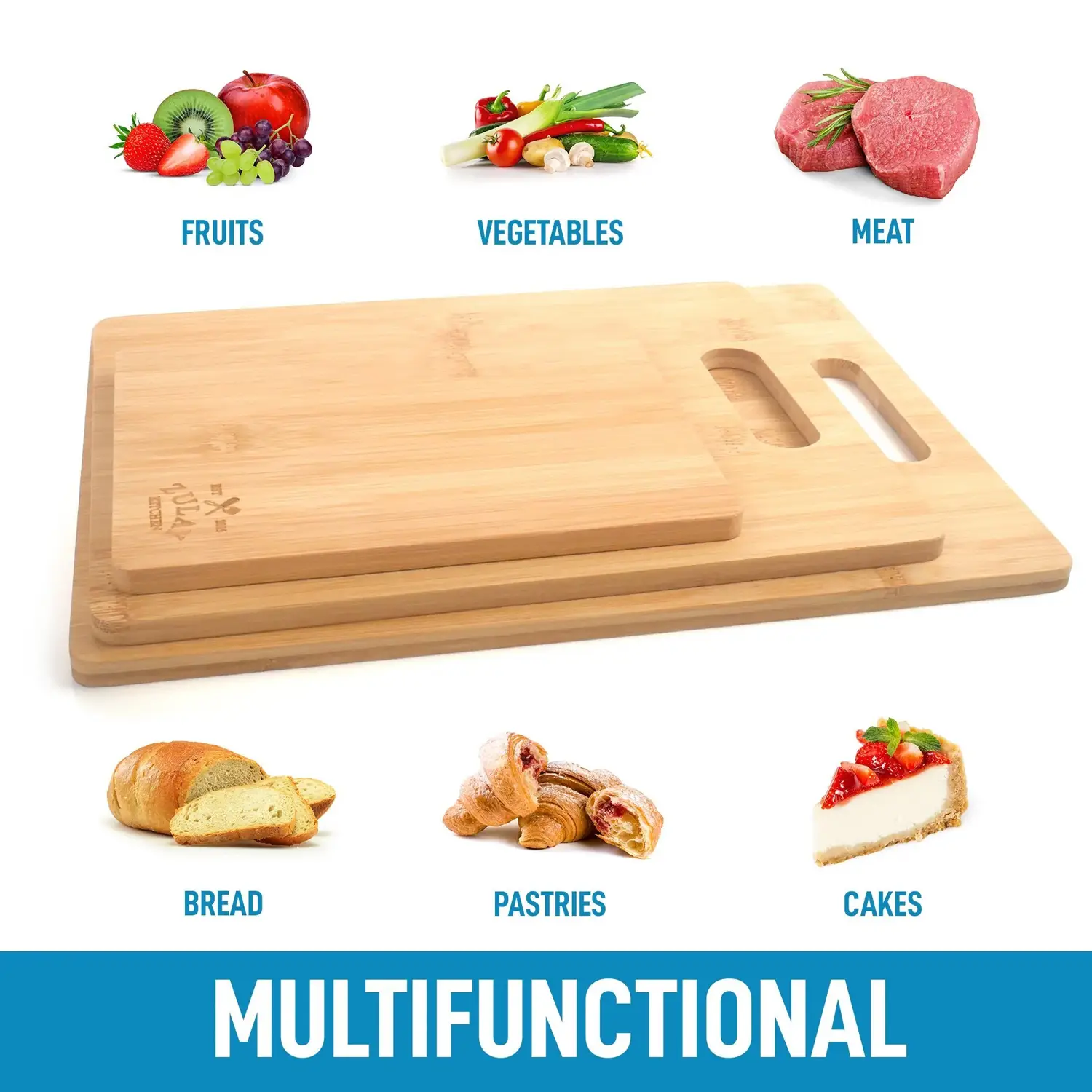 Bamboo Wooden Cutting Boards - 3 Assorted Sizes