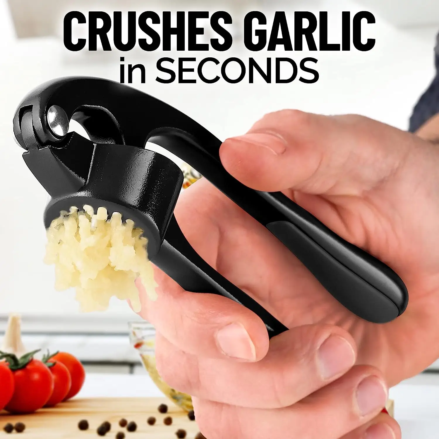 Zulay Kitchen Garlic Press with Silicone Peeler and Brush